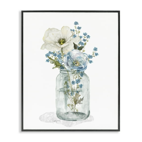 Stupell Industries Soft Flower Jar Botanical & Floral Painting Black Framed Art Print Wall Art, 11 x 14