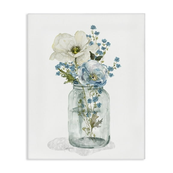 Stupell Industries Soft Flower Jar Botanical & Floral Painting Gallery Wrapped Canvas Art Print Wall Art, 16 x 20