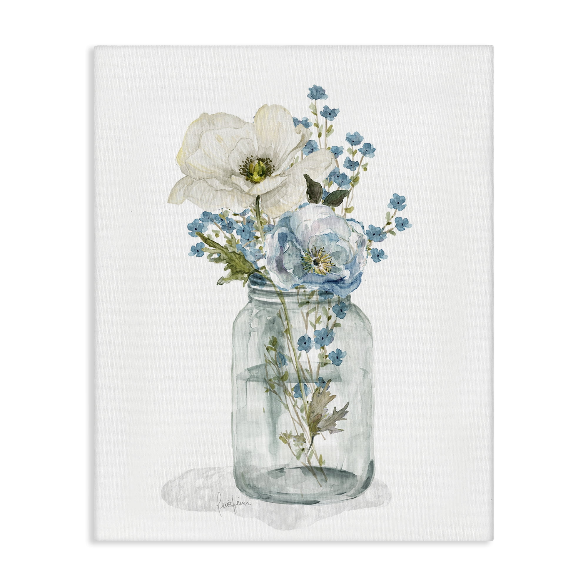 Stupell Industries Soft Flower Jar Botanical & Floral Painting Gallery Wrapped Canvas Art Print Wall Art, 30 x 40