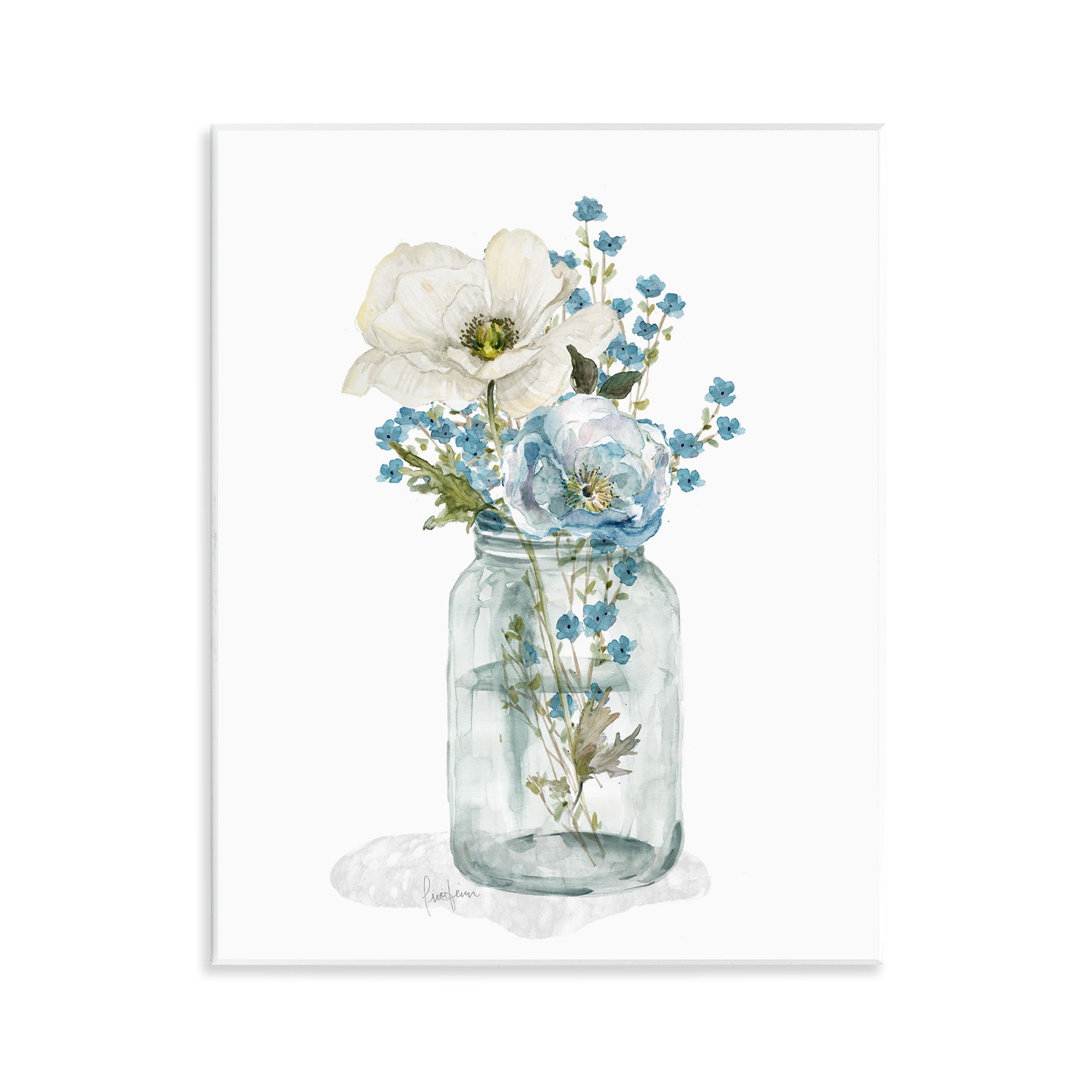 Stupell Industries Soft Flower Jar Botanical & Floral Painting Unframed Art Print Wall Art, 11 x 14