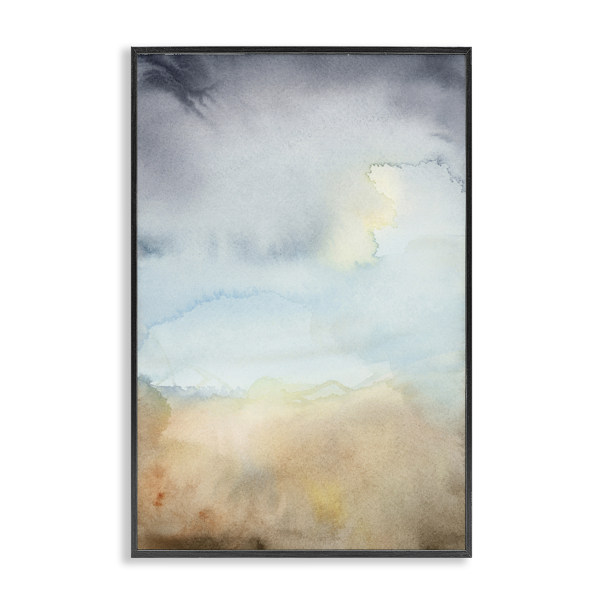 Stupell Industries Soft Fluid Landscape Abstract Painting Black Framed Art Print Wall Art, 12 x 18