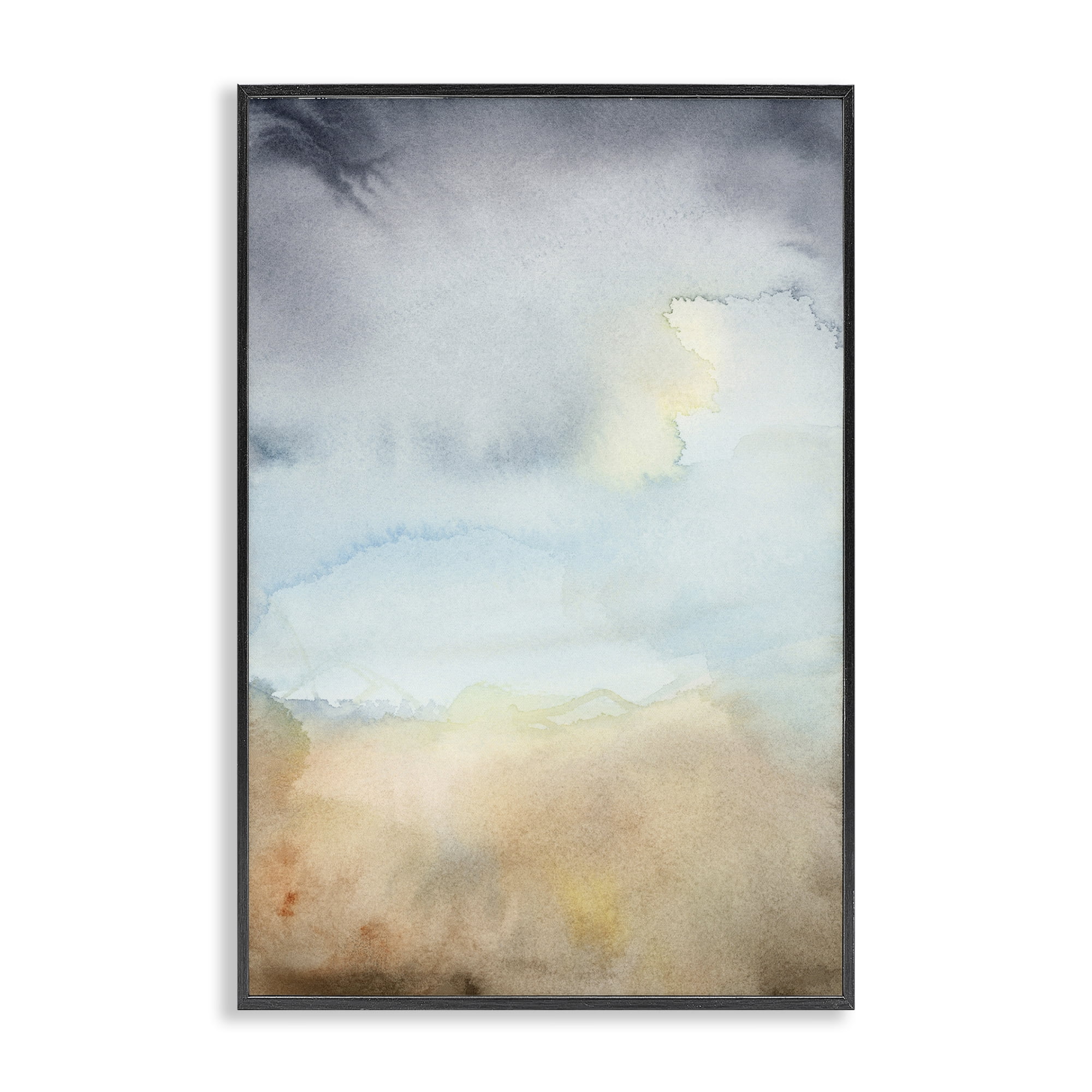 Stupell Industries Soft Fluid Landscape Abstract Painting Black Framed Art Print Wall Art, 16 x 24