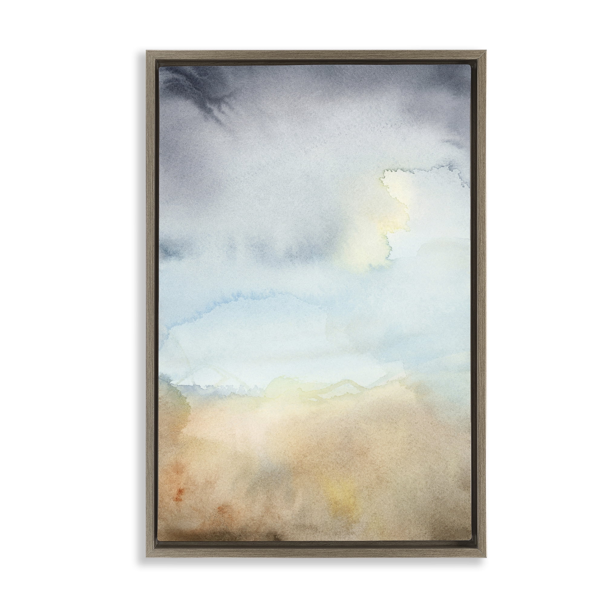 Stupell Industries Soft Fluid Landscape Abstract Painting Brown Floater Framed Canvas Art Print Wall Art, 21 x 31