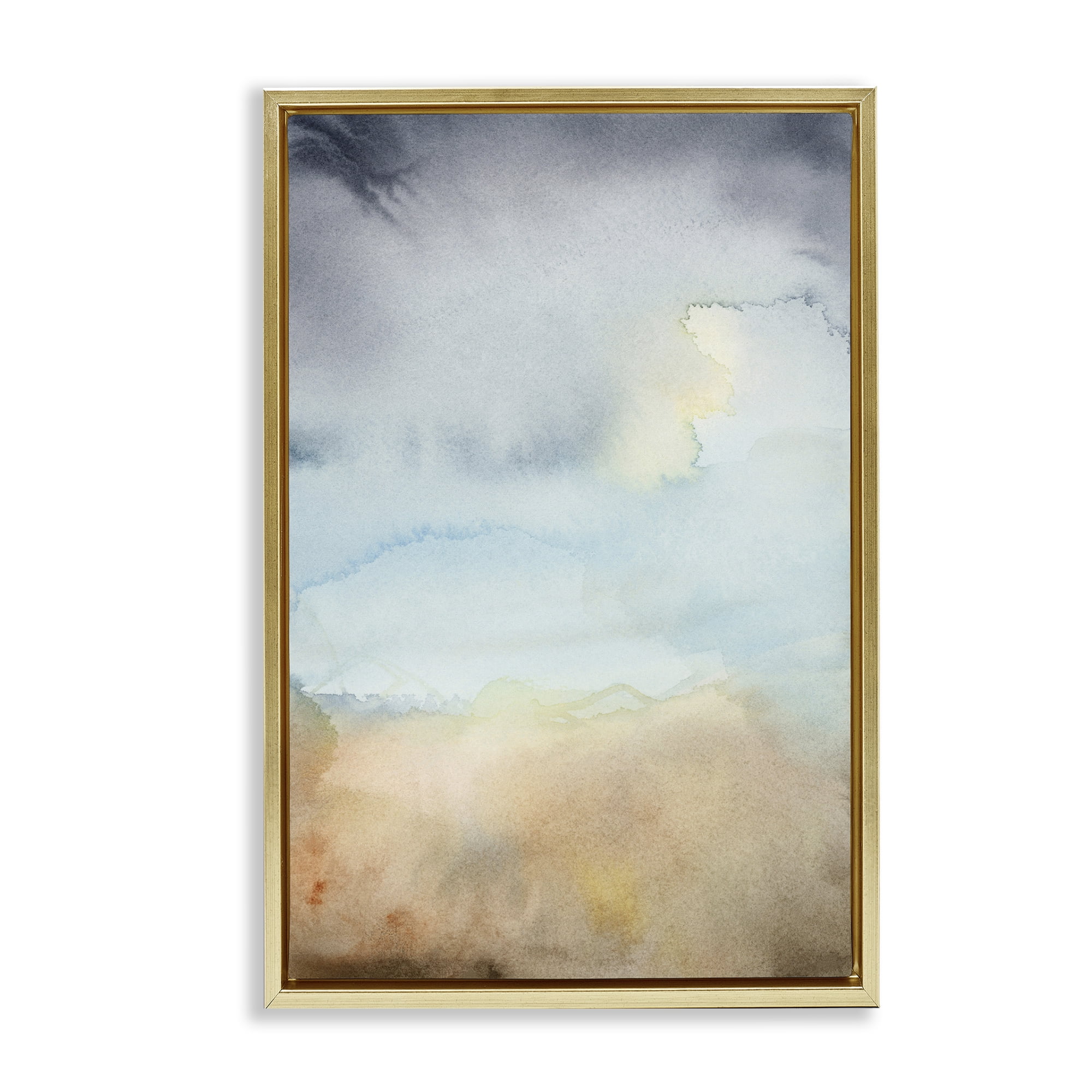 Stupell Industries Soft Fluid Landscape Abstract Painting Gold Floater Framed Canvas Art Print Wall Art, 21 x 31