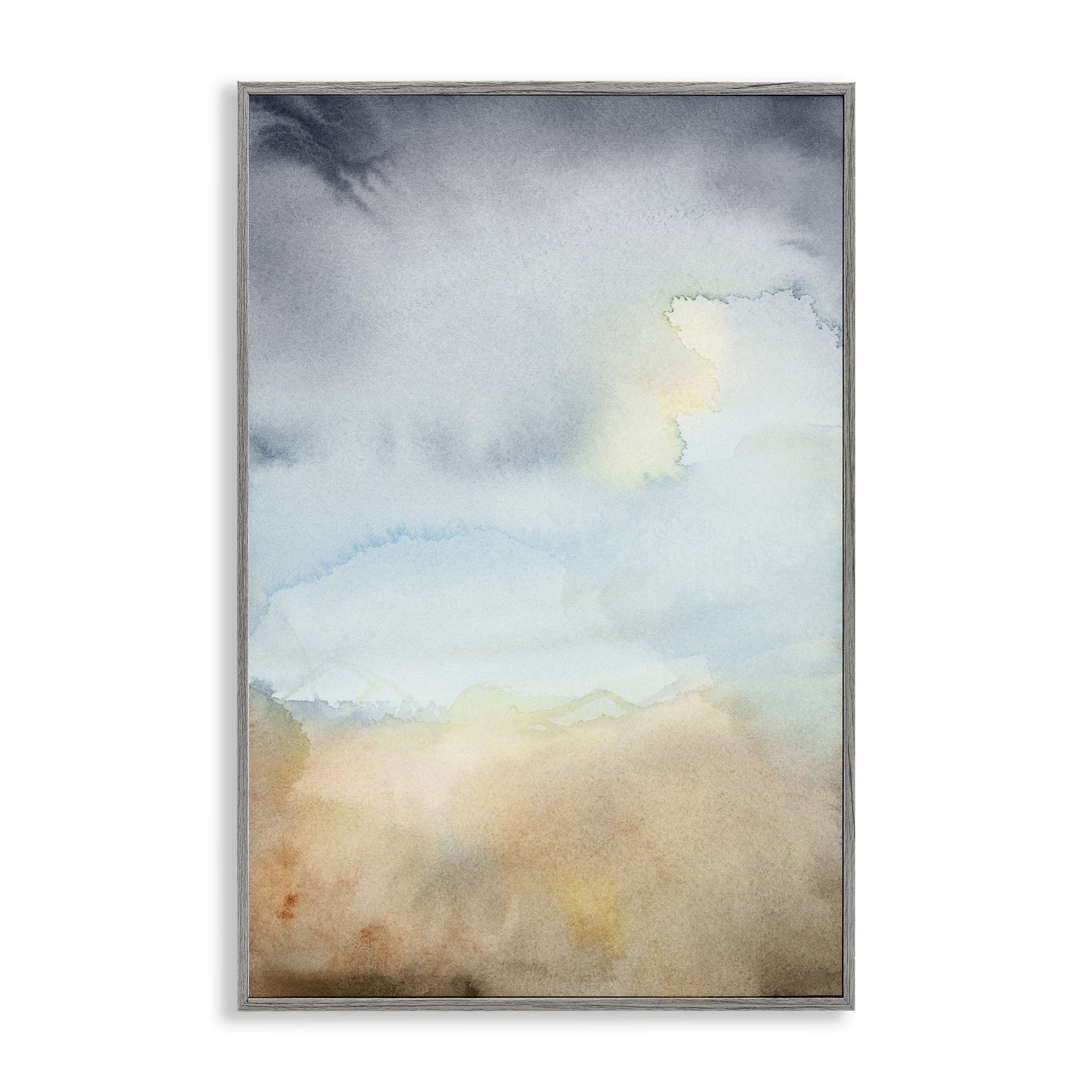 Stupell Industries Soft Fluid Landscape Abstract Painting Gray Framed Art Print Wall Art, 20 x 30