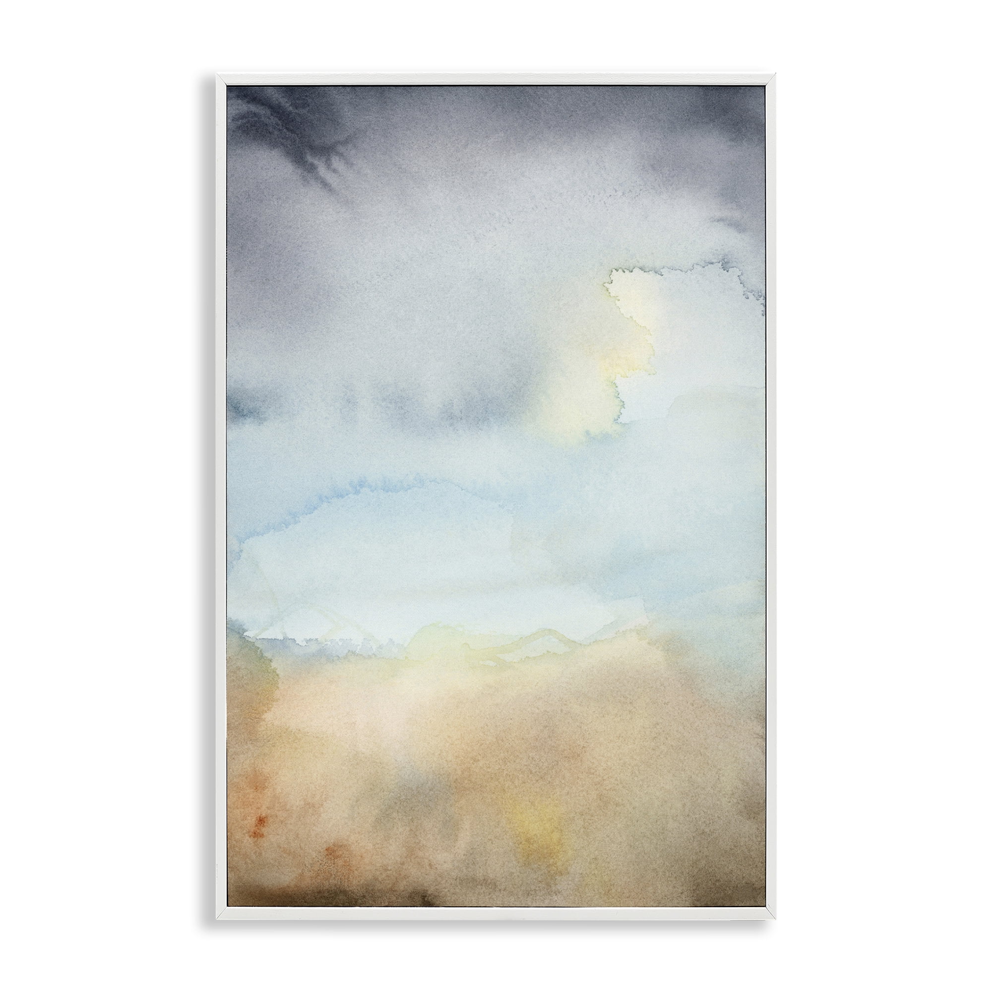 Stupell Industries Soft Fluid Landscape Abstract Painting White Framed Art Print Wall Art, 12 x 18
