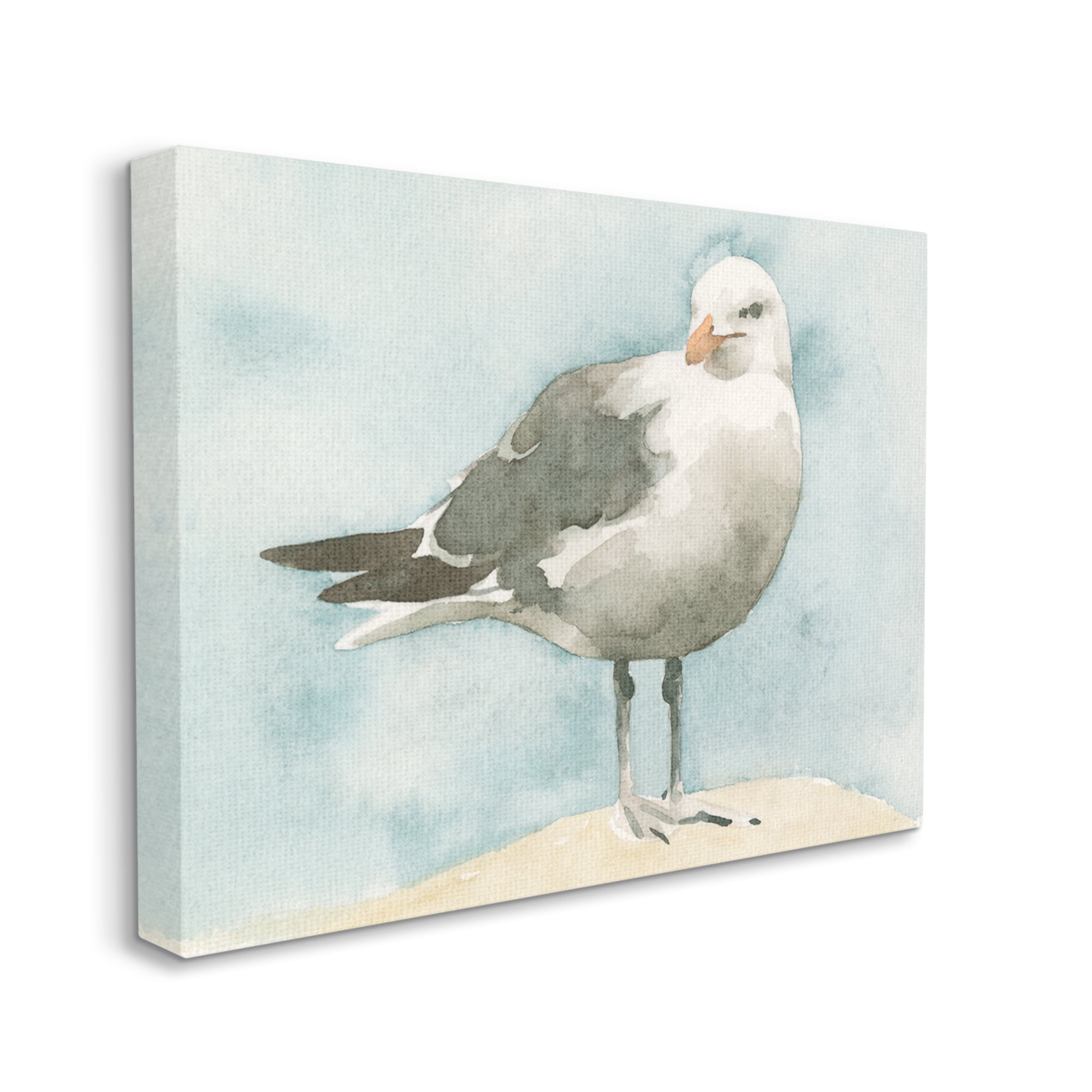 Stupell Industries Soft Focus Seagull On Waterfront Beige Blue, 24 x 30, Designed by Emma Caroline