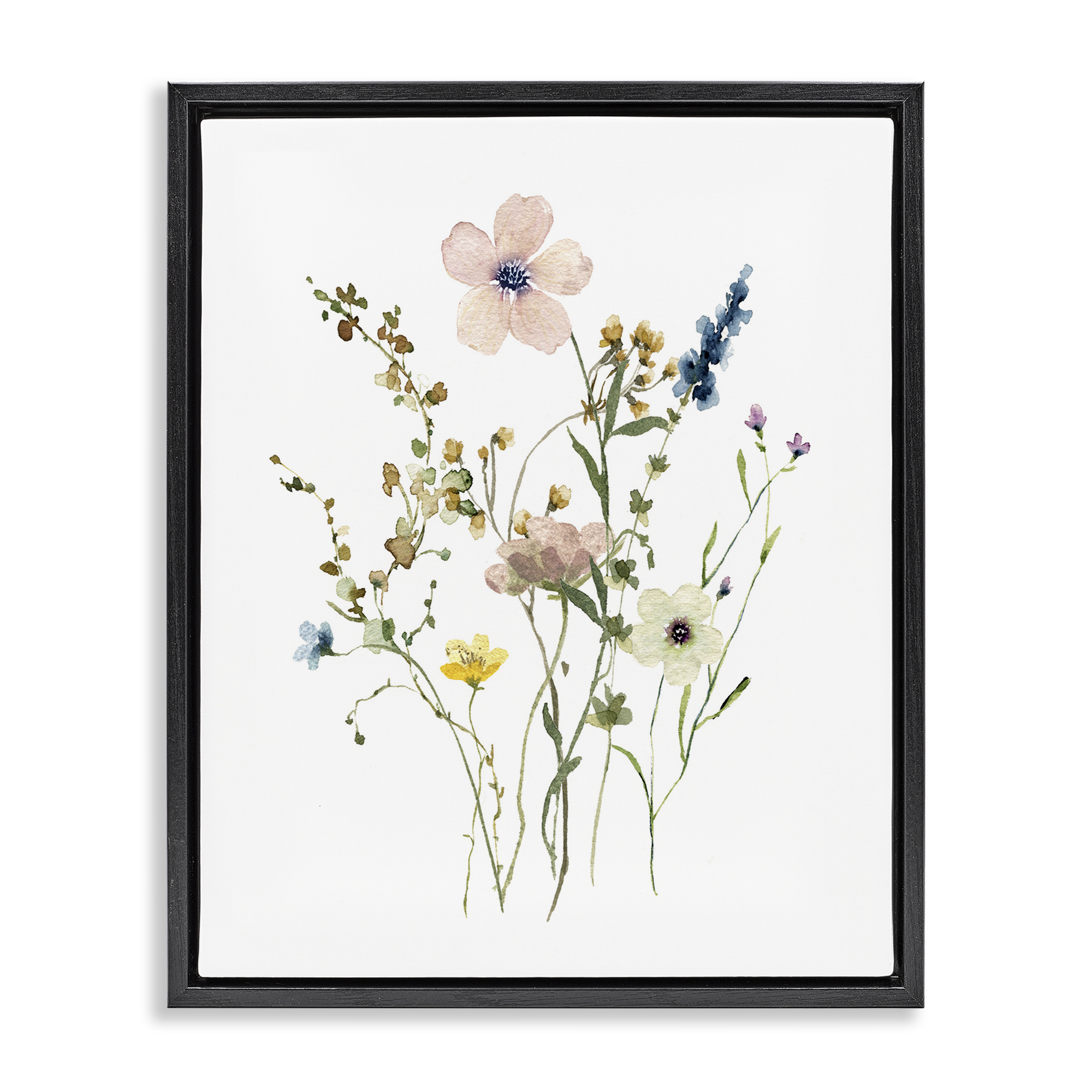 Stupell Industries Soft Forest Blooms Botanical & Floral Painting Black Floater Framed Art Print Wall Art, 25 x 31