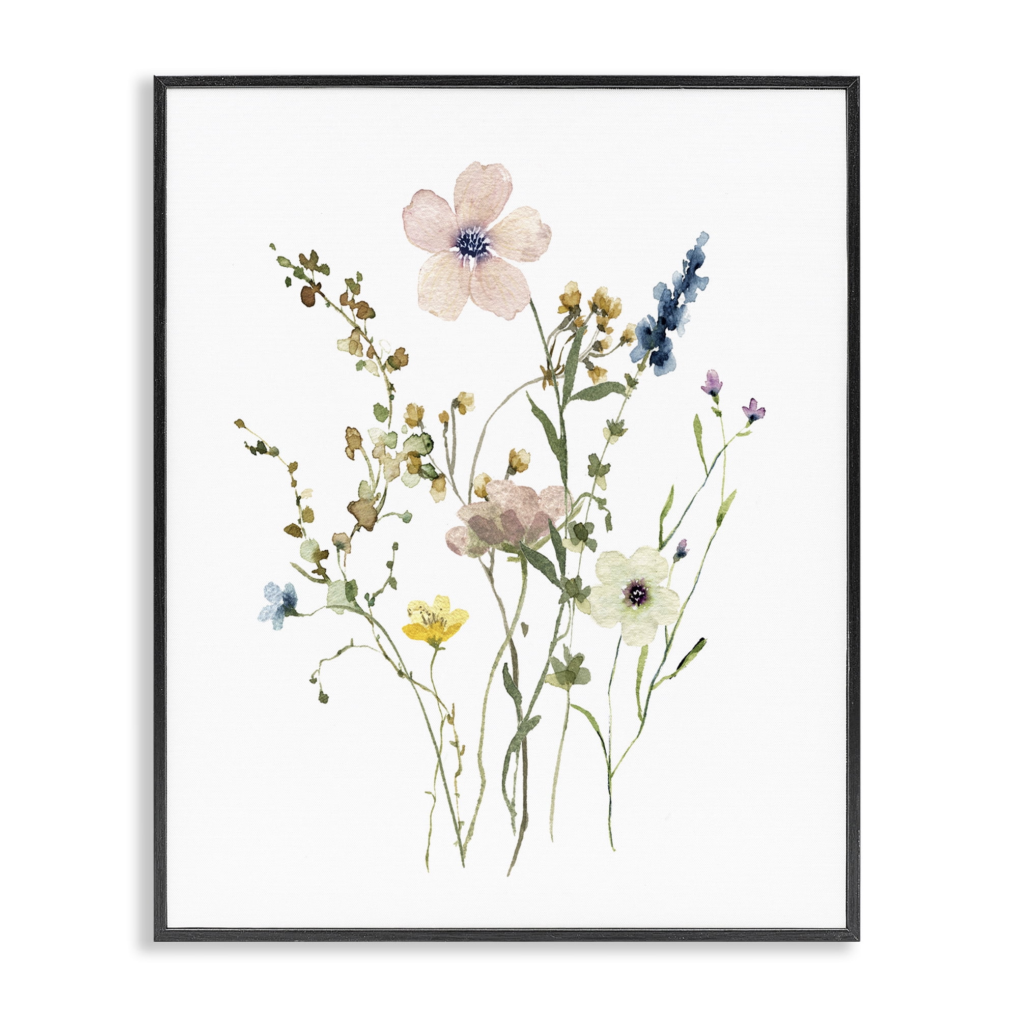 Stupell Industries Soft Forest Blooms Botanical & Floral Painting Black Framed Art Print Wall Art, 16 x 20