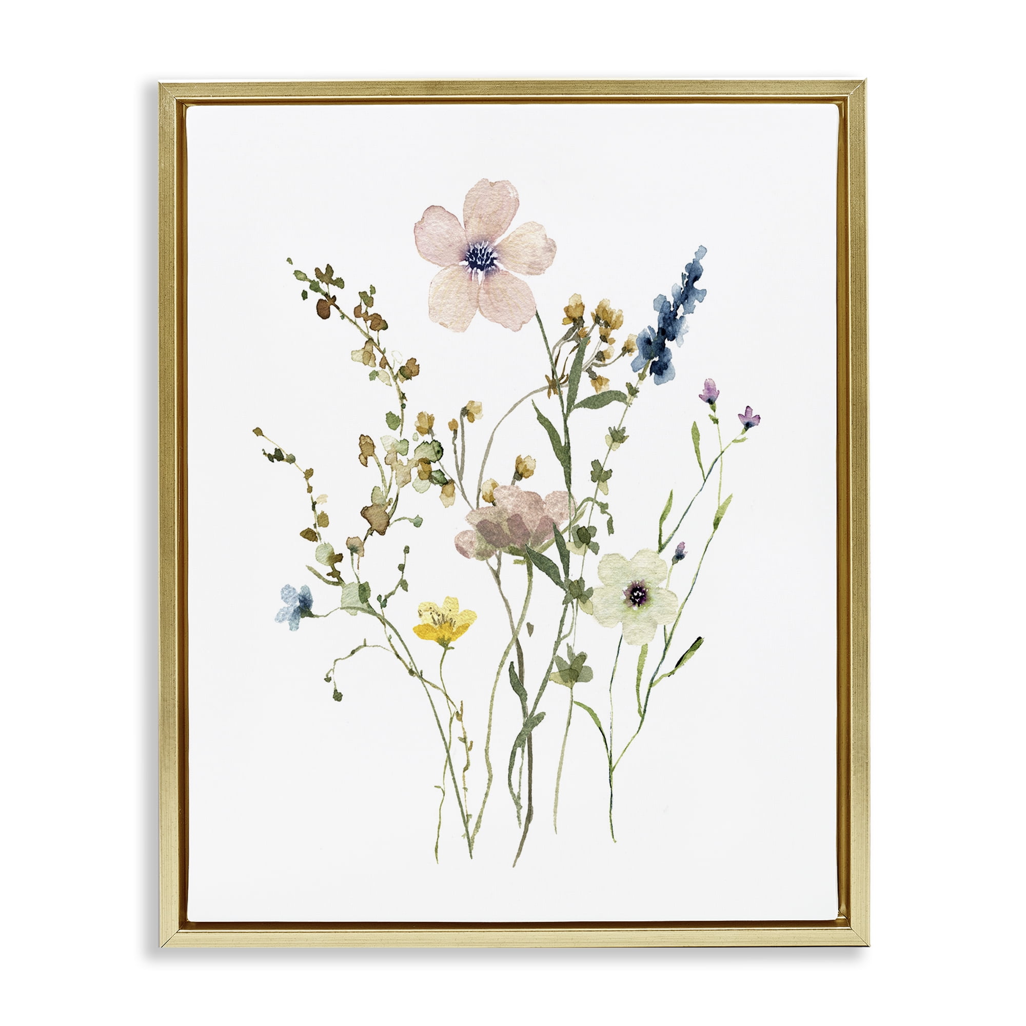 Stupell Industries Soft Forest Blooms Botanical & Floral Painting Gold Floater Framed Art Print Wall Art, 25 x 31