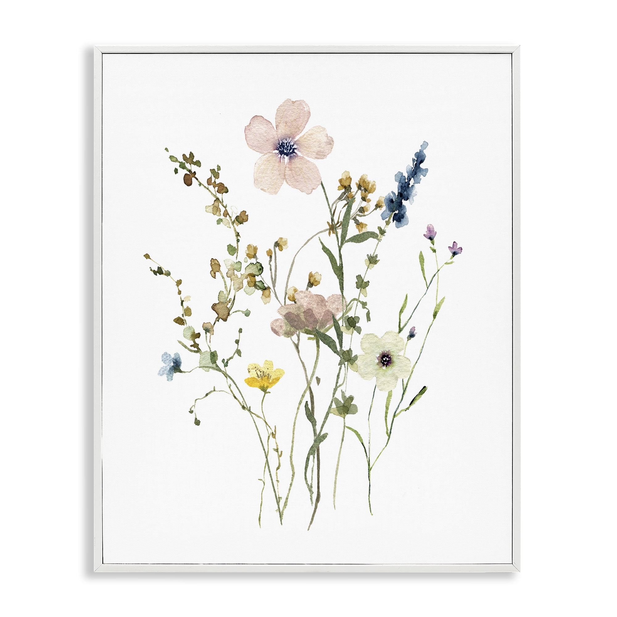 Stupell Industries Soft Forest Blooms Botanical & Floral Painting White Framed Art Print Wall Art, 16 x 20
