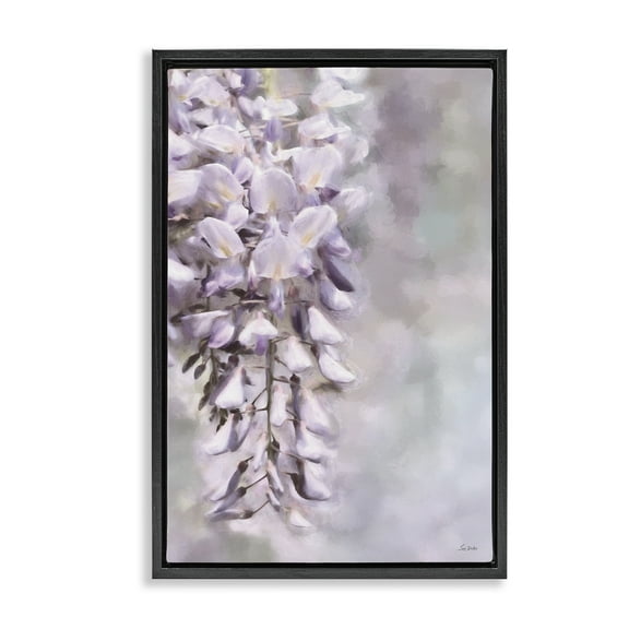 Stupell Industries Soft Foxglove Petals Botanical & Floral Painting Black Floater Framed Art Print Wall Art, 17 x 25