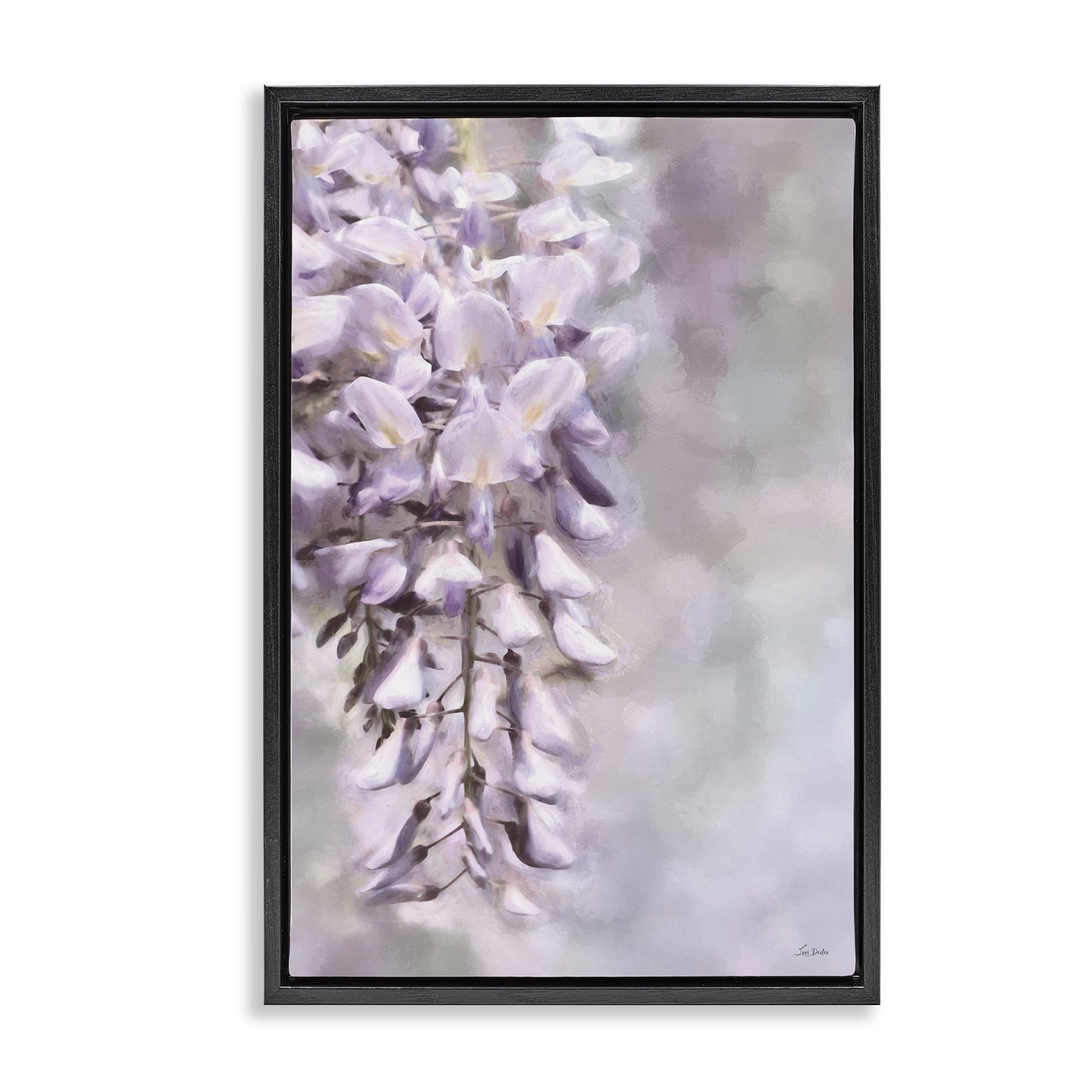 Stupell Industries Soft Foxglove Petals Botanical & Floral Painting Black Floater Framed Art Print Wall Art, 21 x 31
