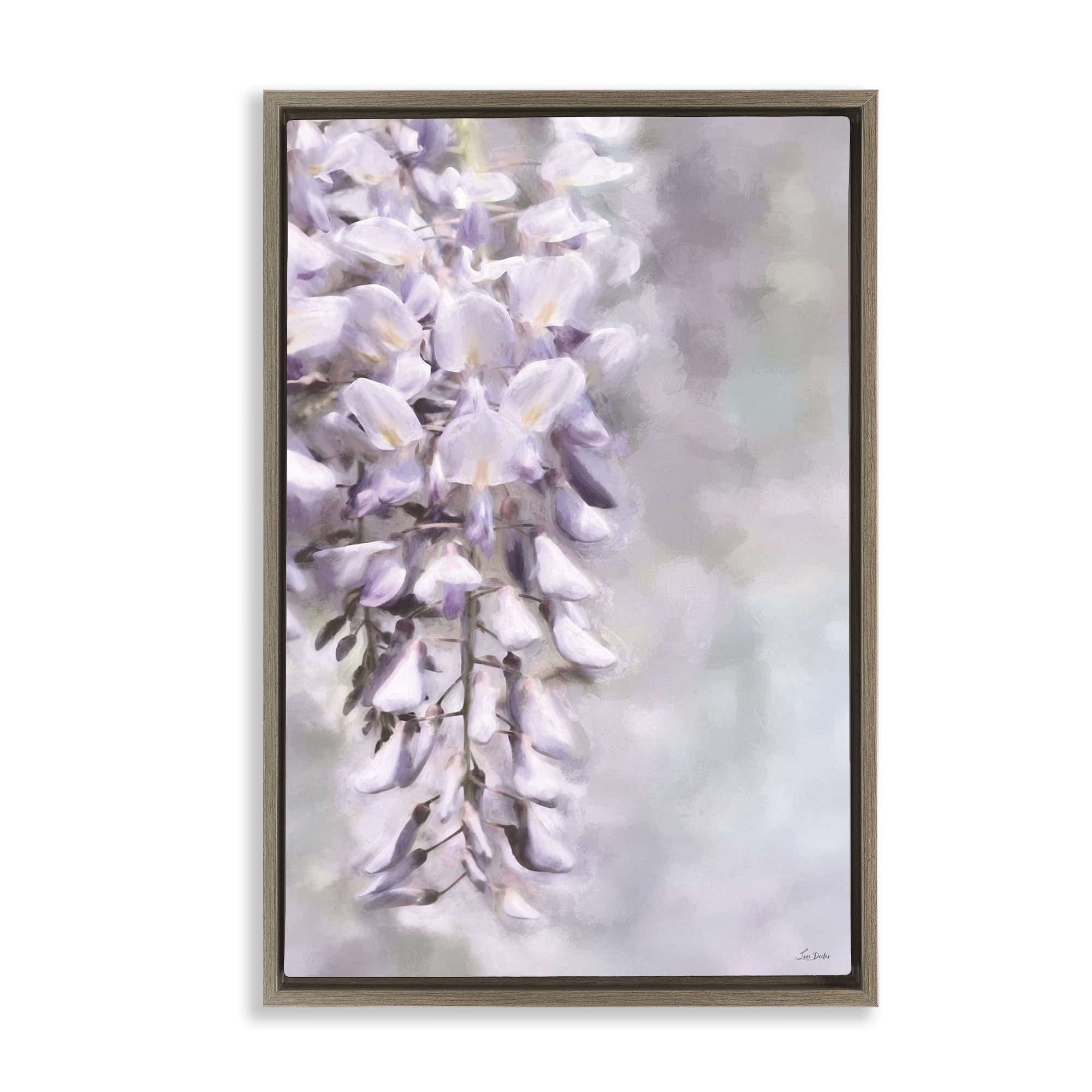 Stupell Industries Soft Foxglove Petals Botanical & Floral Painting Brown Floater Framed Art Print Wall Art, 21 x 31