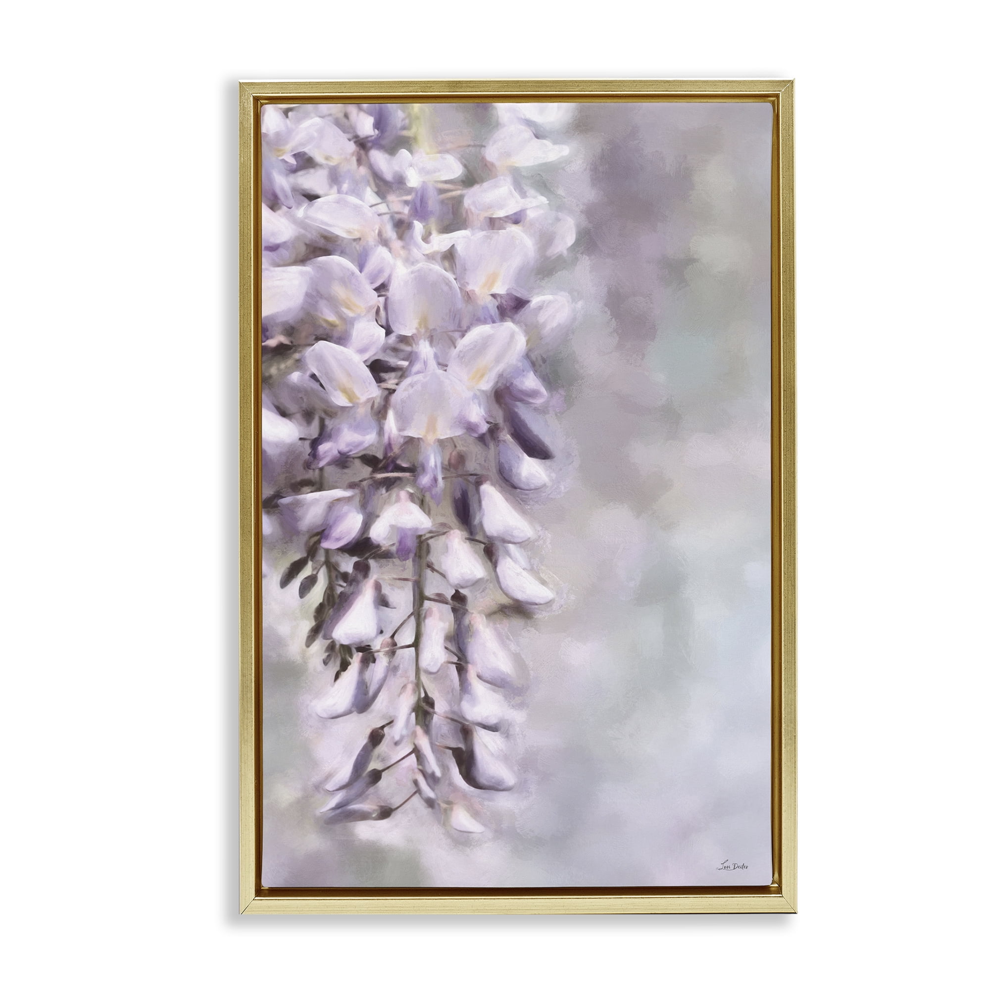 Stupell Industries Soft Foxglove Petals Botanical & Floral Painting Gold Floater Framed Art Print Wall Art, 21 x 31
