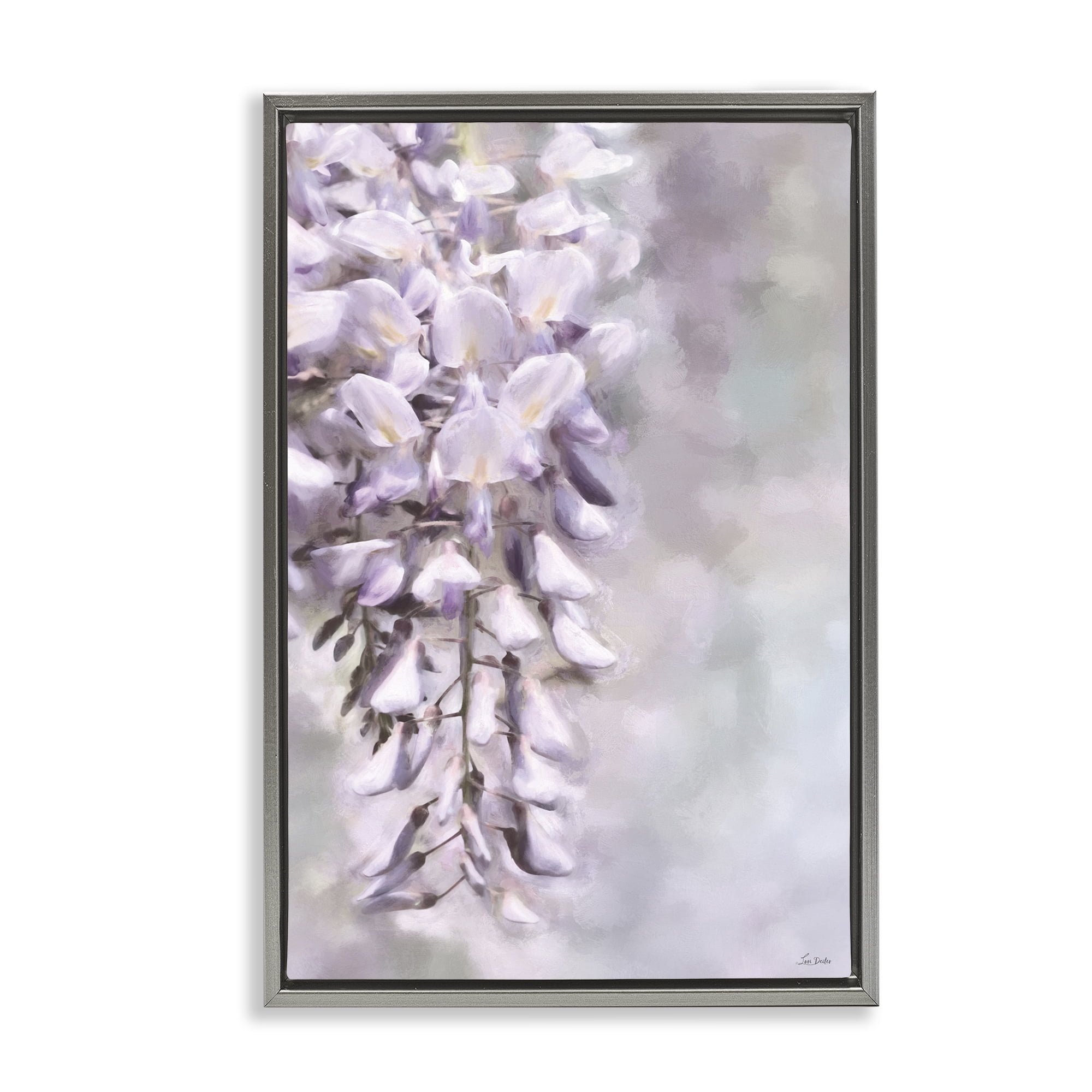 Stupell Industries Soft Foxglove Petals Botanical & Floral Painting Gray Floater Framed Art Print Wall Art, 21 x 31