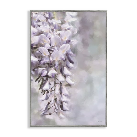 Stupell Industries Soft Foxglove Petals Botanical & Floral Painting Gray Framed Art Print Wall Art, 16 x 24