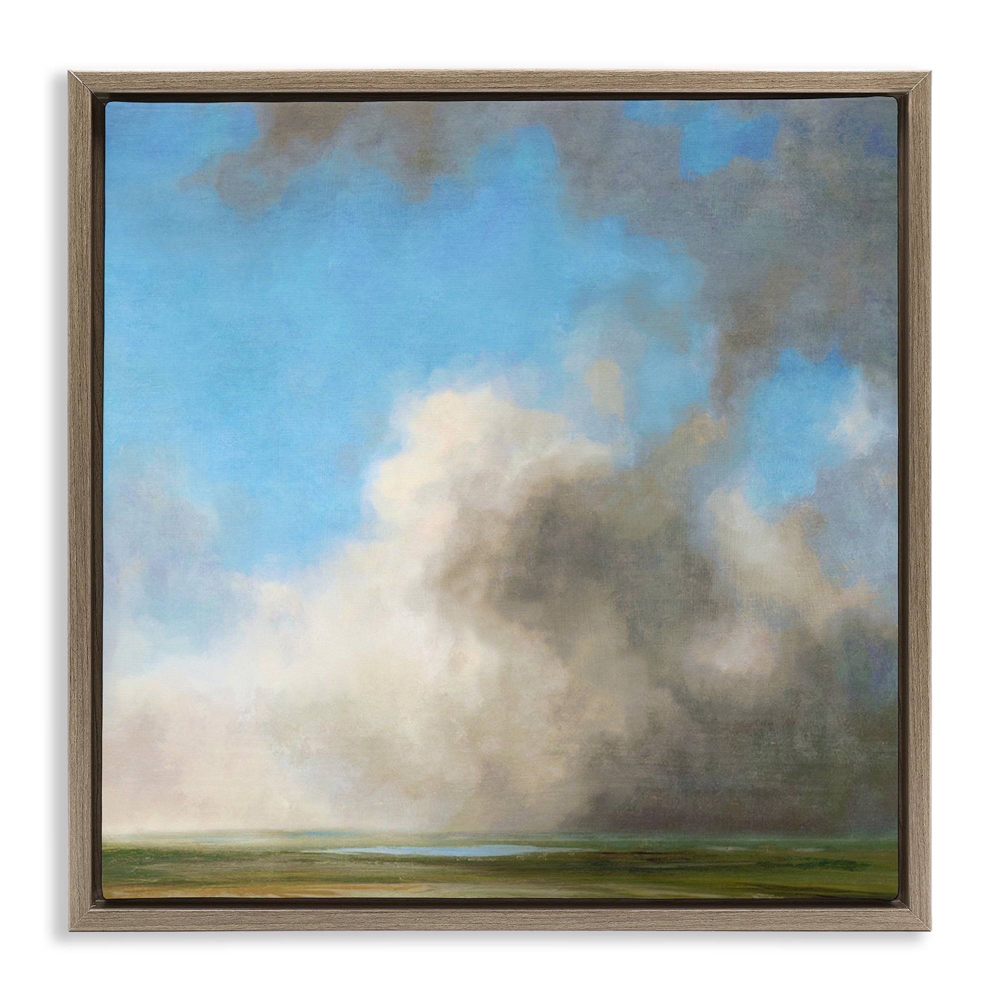 Stupell Industries Soft Full Clouds View Landscape & Nature Painting Brown Floater Framed Canvas Art Print Wall Art, 25 x 25