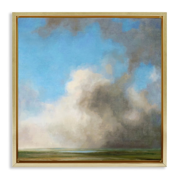 Stupell Industries Soft Full Clouds View Landscape & Nature Painting Gold Floater Framed Canvas Art Print Wall Art, 25 x 25