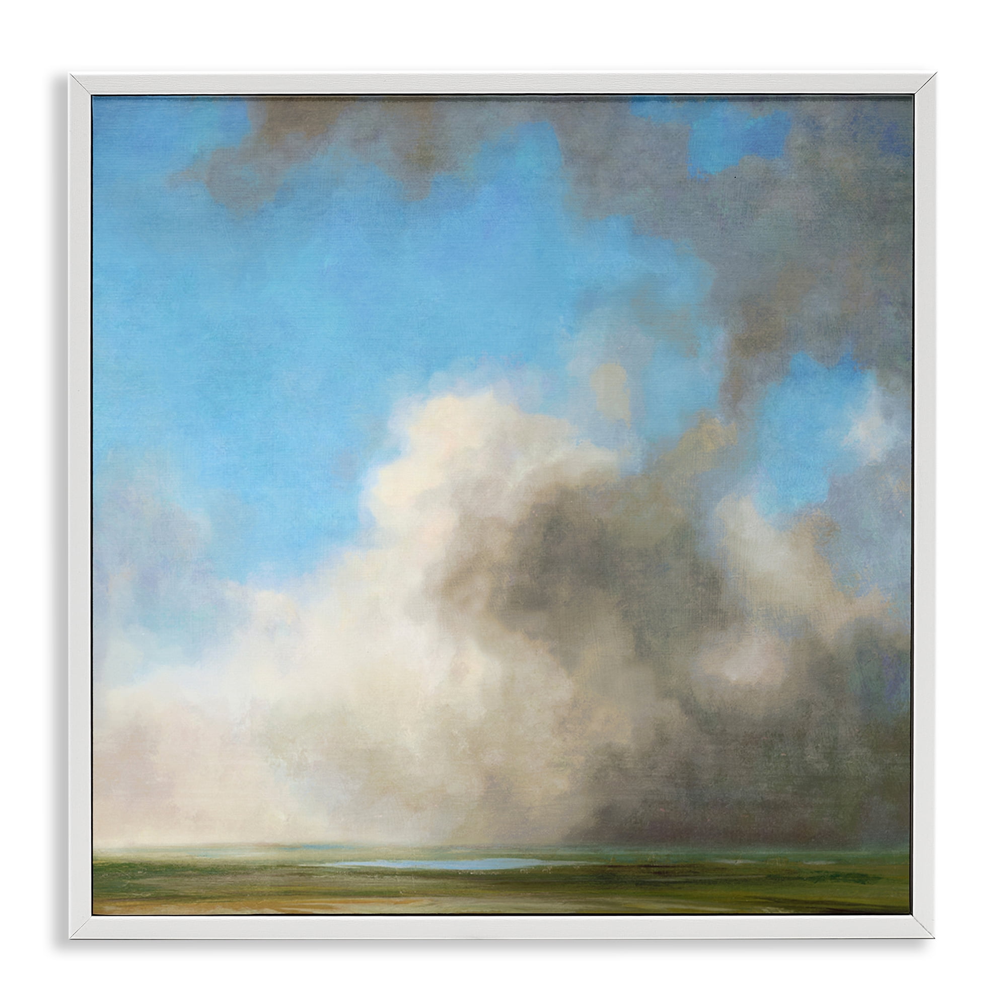 Stupell Industries Soft Full Clouds View Landscape & Nature Painting White Framed Art Print Wall Art, 12 x 12