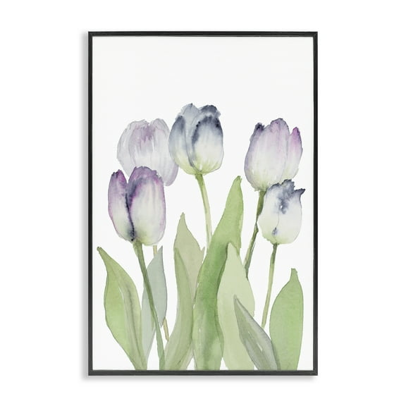 Stupell Industries Soft Garden Tulips Botanical & Floral Painting Black Framed Art Print Wall Art, 12 x 18