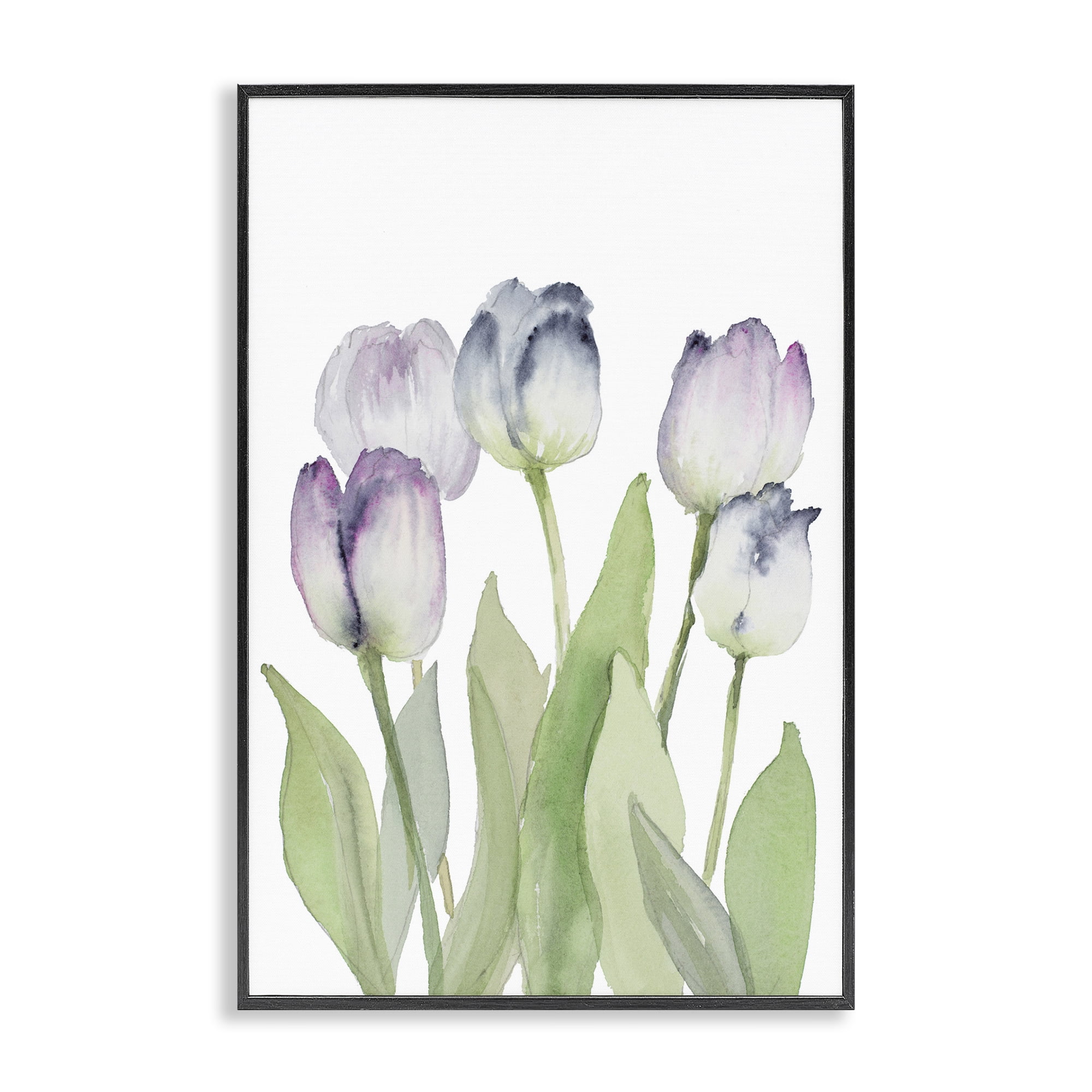 Stupell Industries Soft Garden Tulips Botanical & Floral Painting Black Framed Art Print Wall Art, 16 x 24