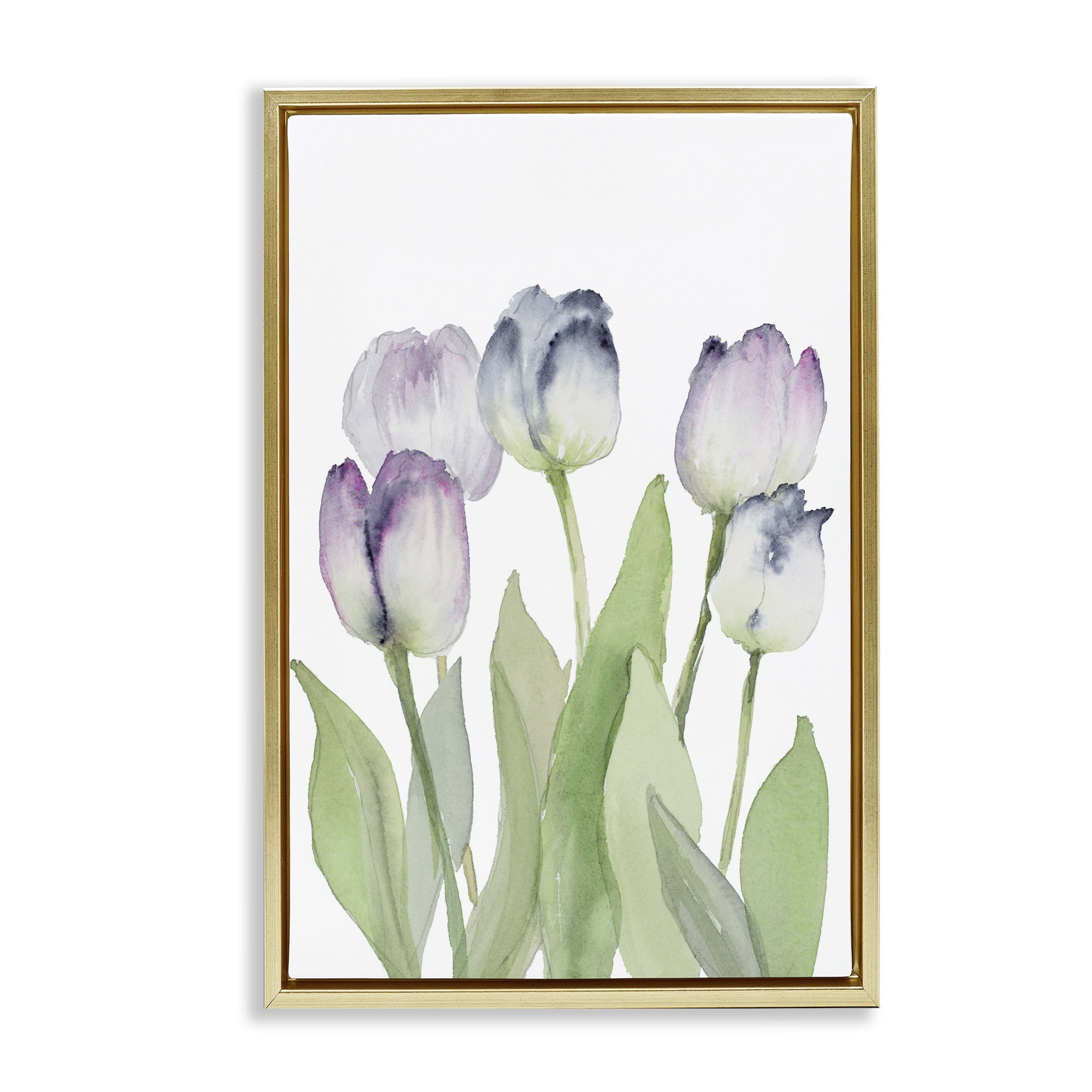 Stupell Industries Soft Garden Tulips Botanical & Floral Painting Gold Floater Framed Art Print Wall Art, 21 x 31