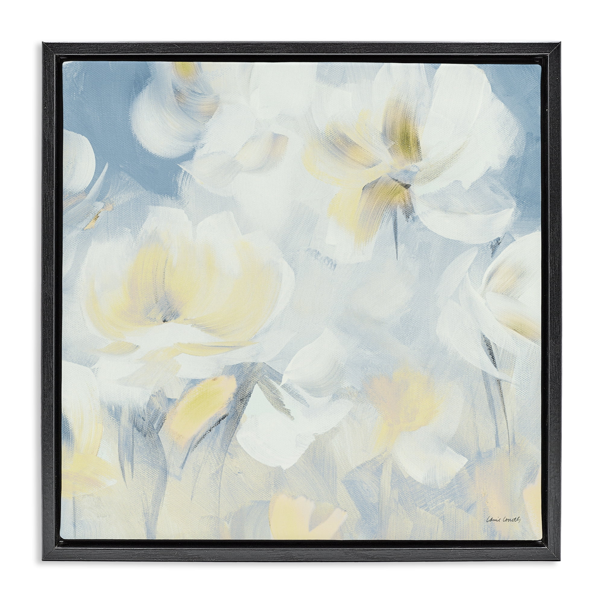 Stupell Industries Soft & Gentle Flower Field Black Framed Floater Canvas Wall Art, design by Lanie Loreth