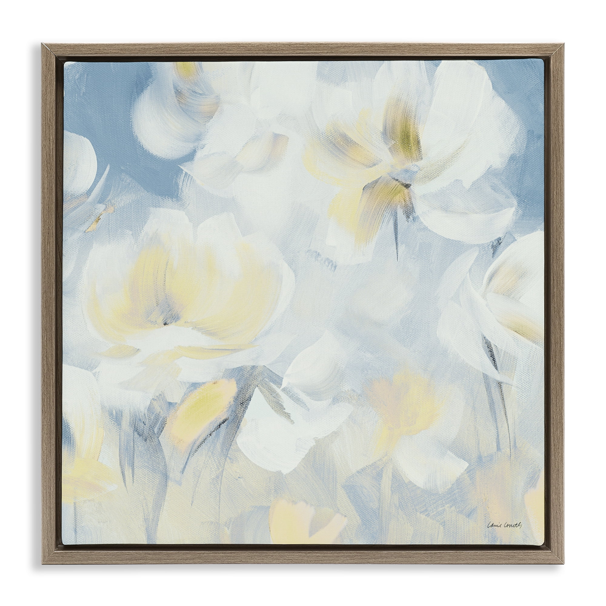 Stupell Industries Soft & Gentle Flower Field Brown Framed Floater Canvas Wall Art, design by Lanie Loreth