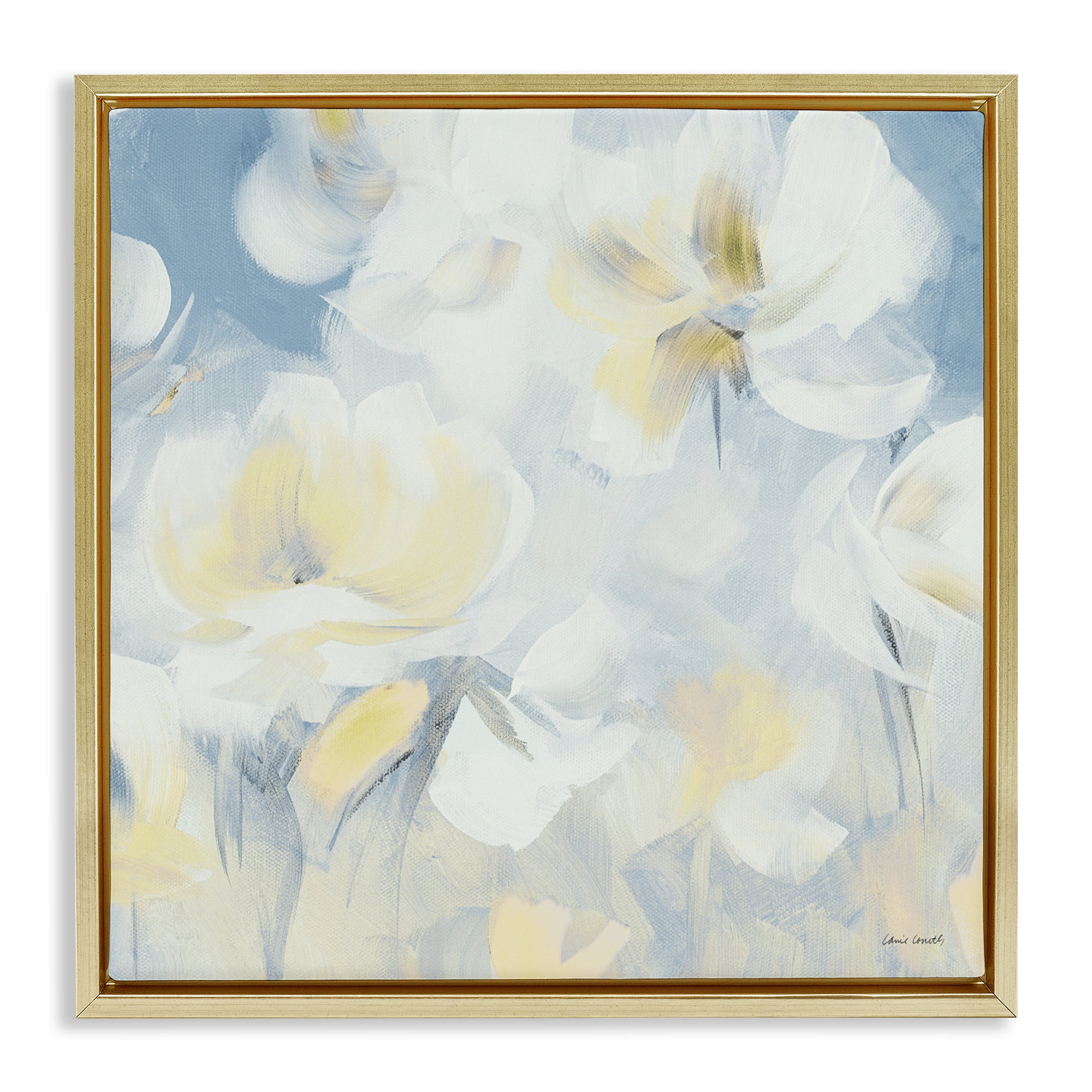 Stupell Industries Soft & Gentle Flower Field Gold Framed Floater Canvas Wall Art, design by Lanie Loreth