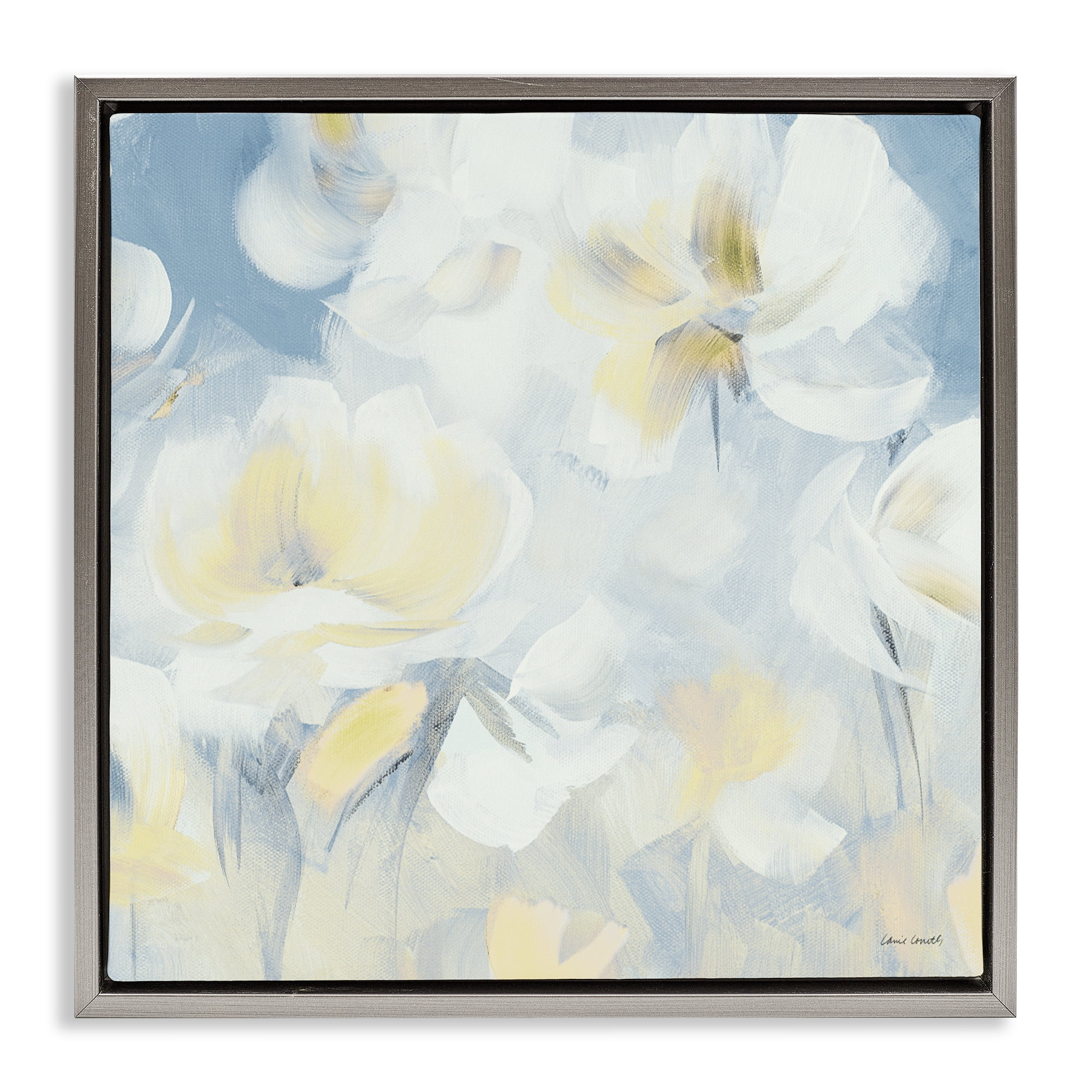 Stupell Industries Soft & Gentle Flower Field Gray Framed Floater Canvas Wall Art, design by Lanie Loreth