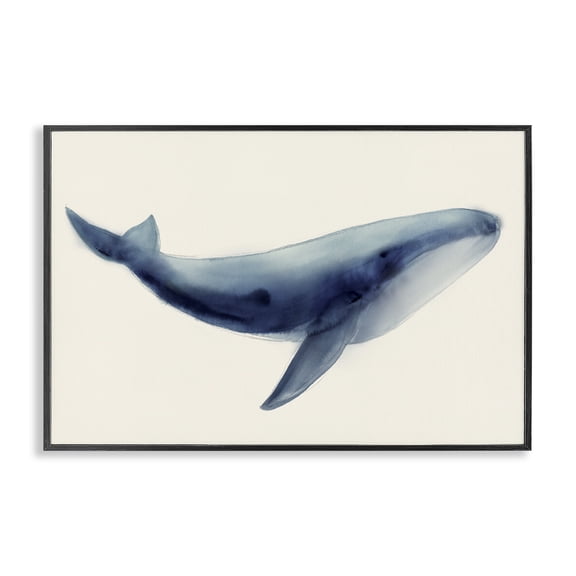 Stupell Industries Soft Gentle Giant Whale Black Framed Giclee Art design by Lily K., 12 x 18