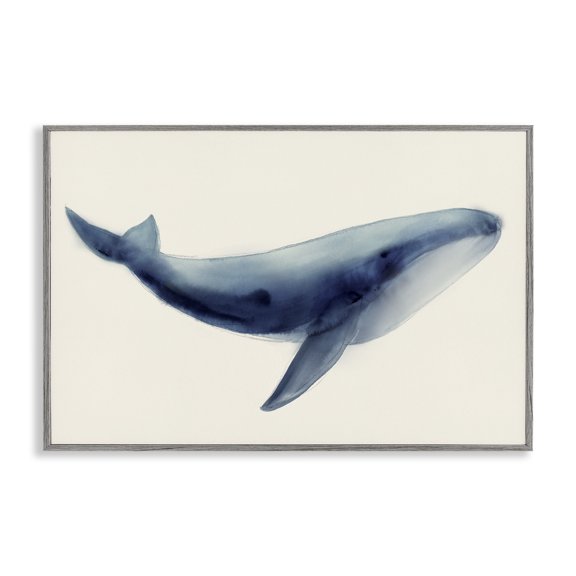Stupell Industries Soft Gentle Giant Whale Gray Framed Giclee Art design by Lily K., 16 x 24