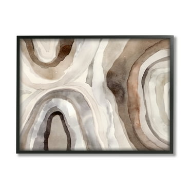Stupell Industries Soft Geode Pattern Abstract Painting Black Framed Art Print Wall Art, 14 x 11