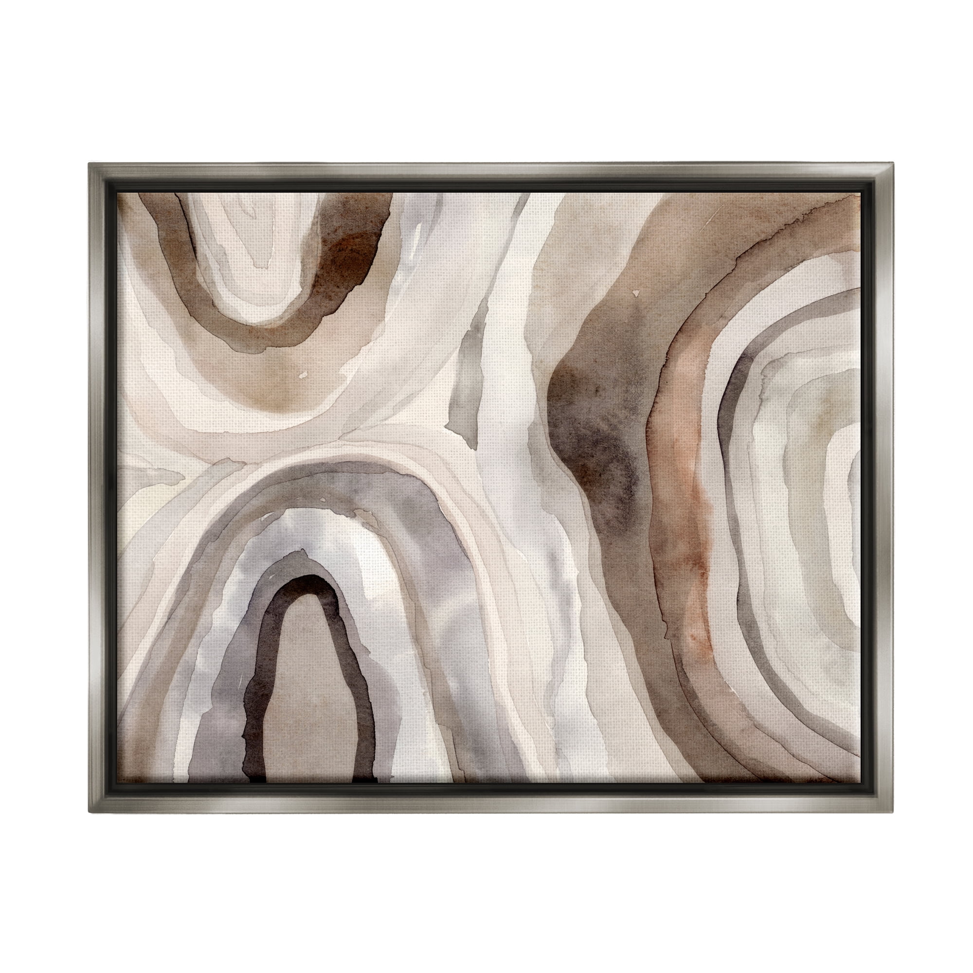 Stupell Industries Soft Geode Pattern Abstract Painting Gray Floater Framed Canvas Art Print Wall Art, 31 x 25