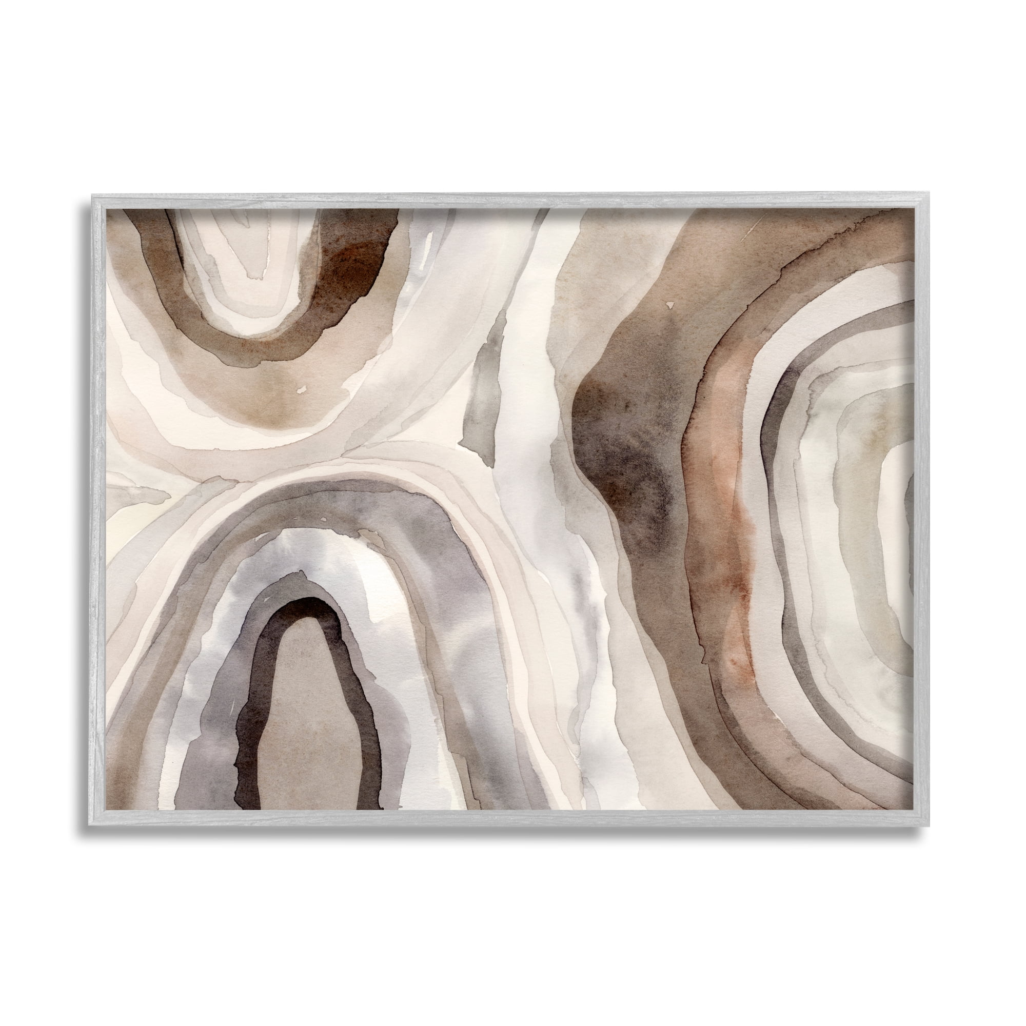 Stupell Industries Soft Geode Pattern Abstract Painting Gray Framed Art Print Wall Art, 20 x 16