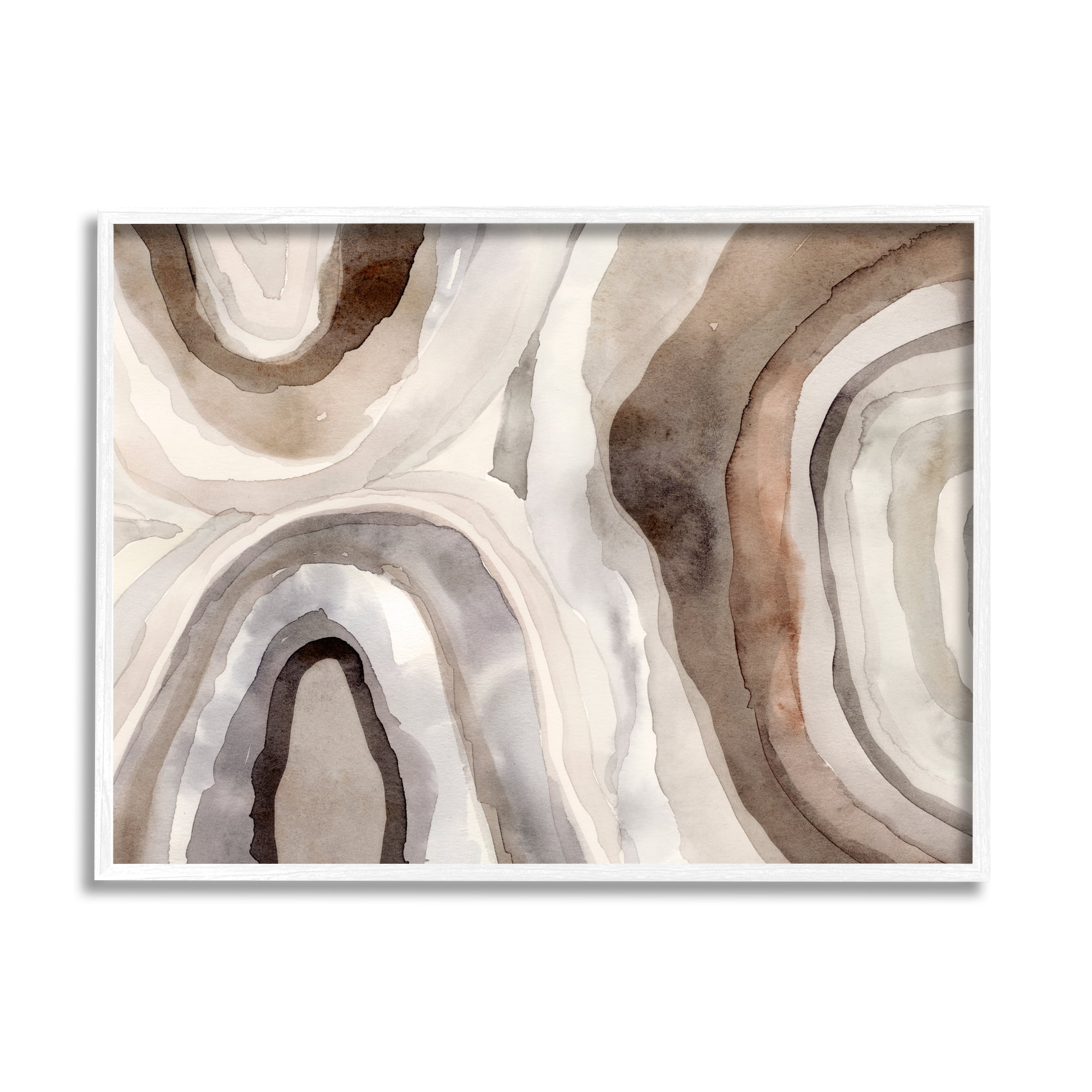 Stupell Industries Soft Geode Pattern Abstract Painting White Framed Art Print Wall Art, 30 x 24
