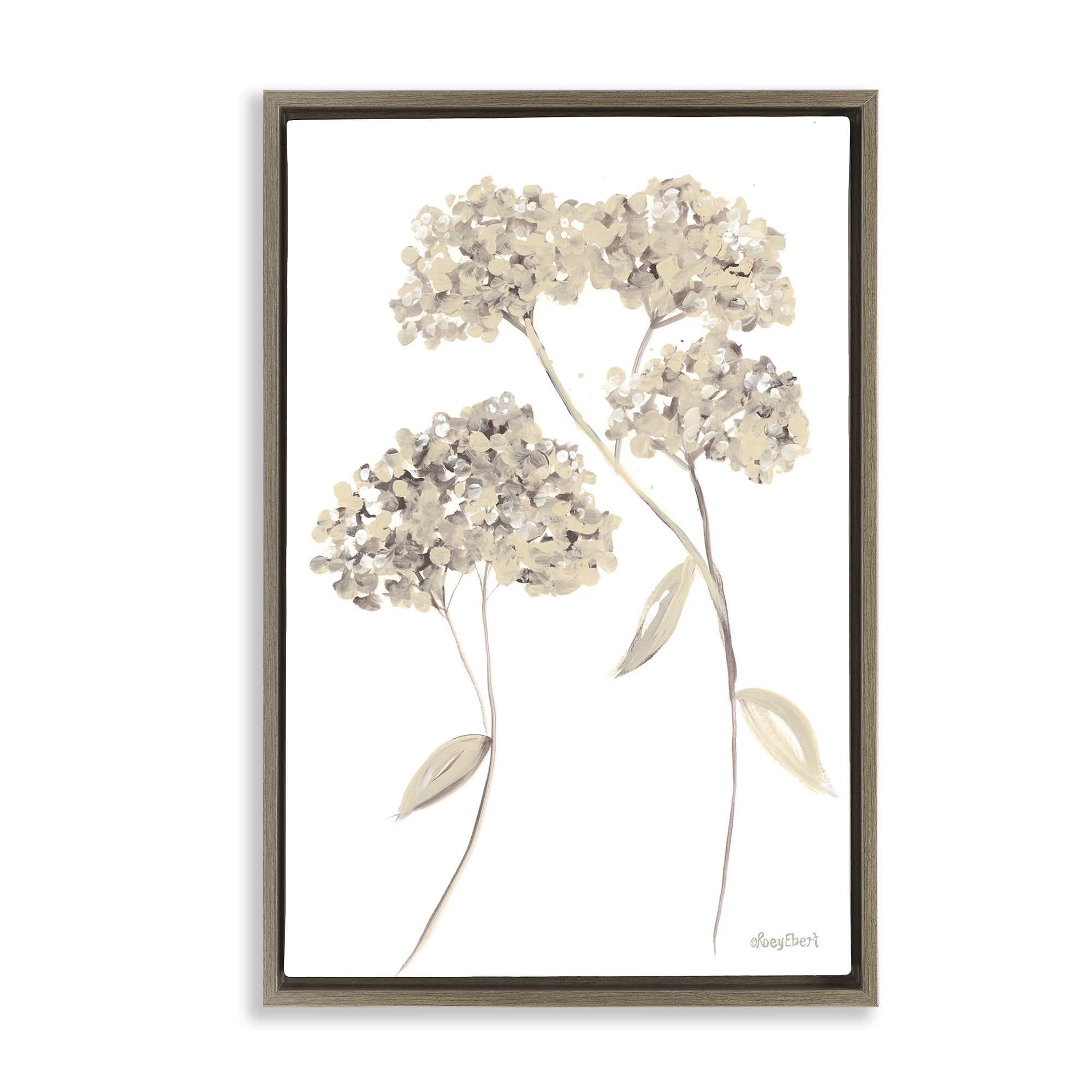 Stupell Industries Soft Geranium Florets Botanical & Floral Painting Brown Floater Framed Art Print Wall Art, 21 x 31