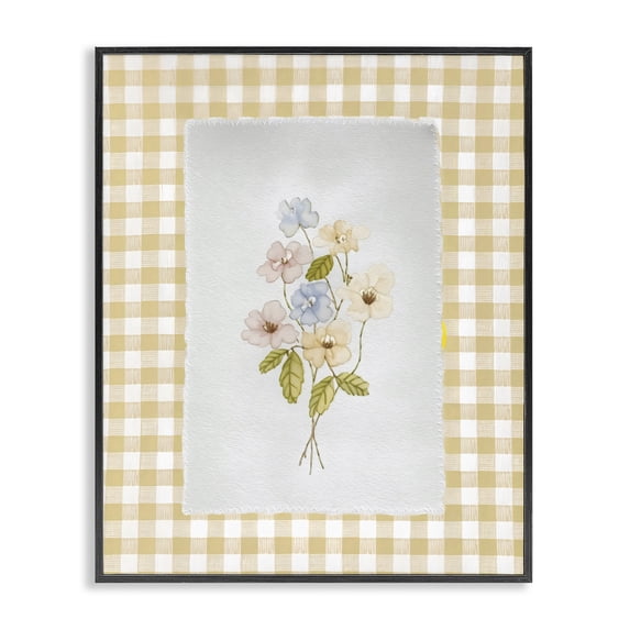 Stupell Industries Cottage Soft Gingham Flowers Black Framed Giclee Art, 16 x 20, by Arlington Prints