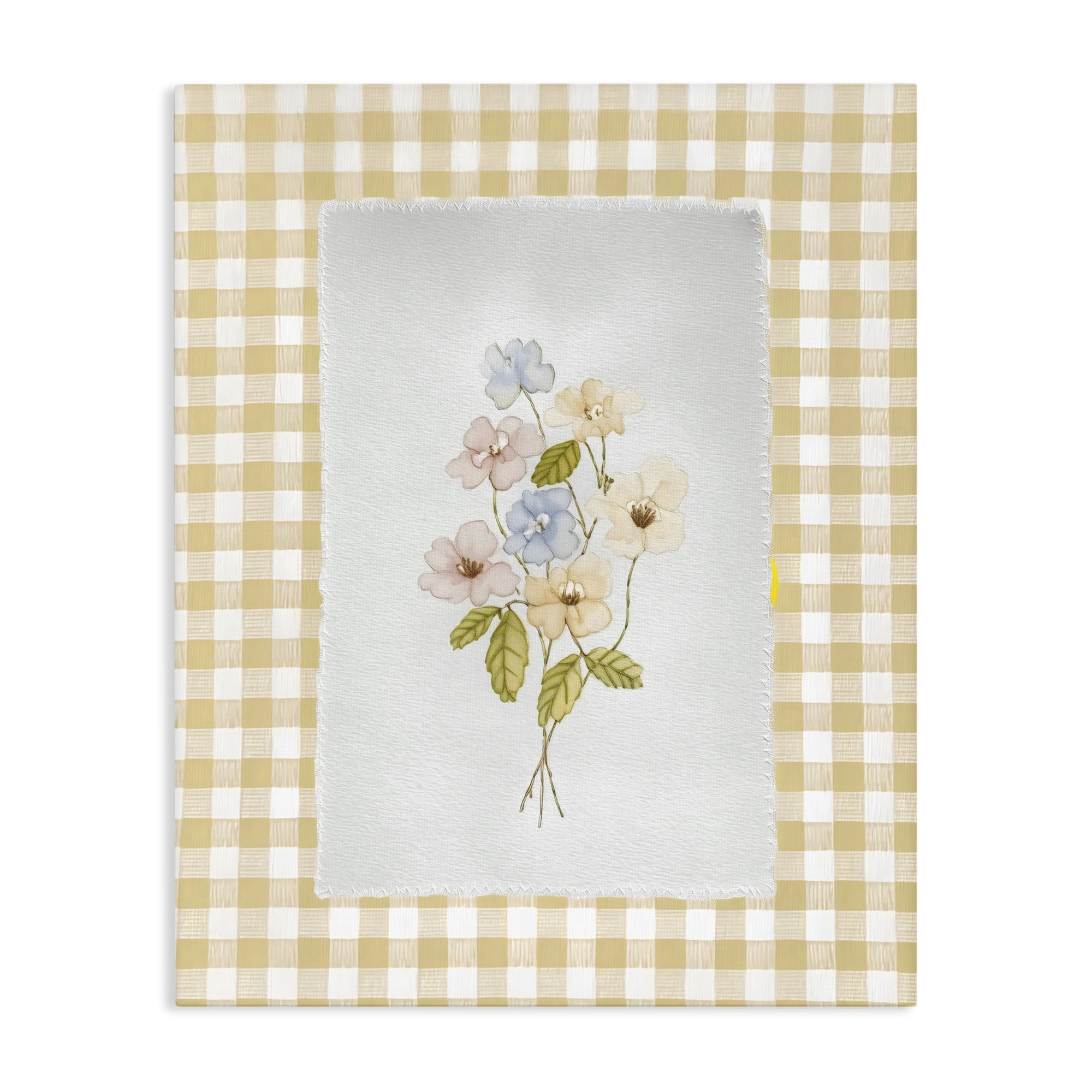 Stupell Industries Soft Gingham Flowers Canvas Wall Art, design by Arlington Prints