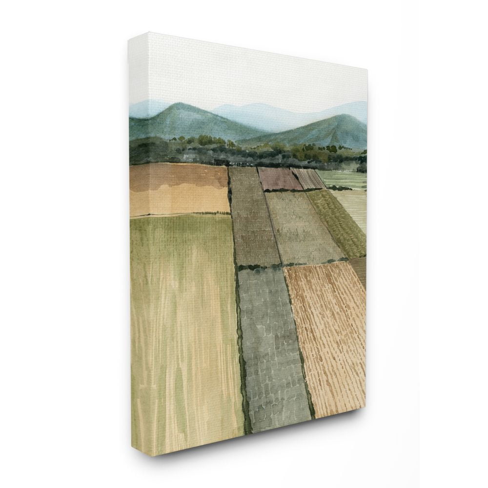 Stupell Industries Soft Green Farm Land and Mountain Landscape Canvas Wall Art Design by Grace Popp, 30" x 40"