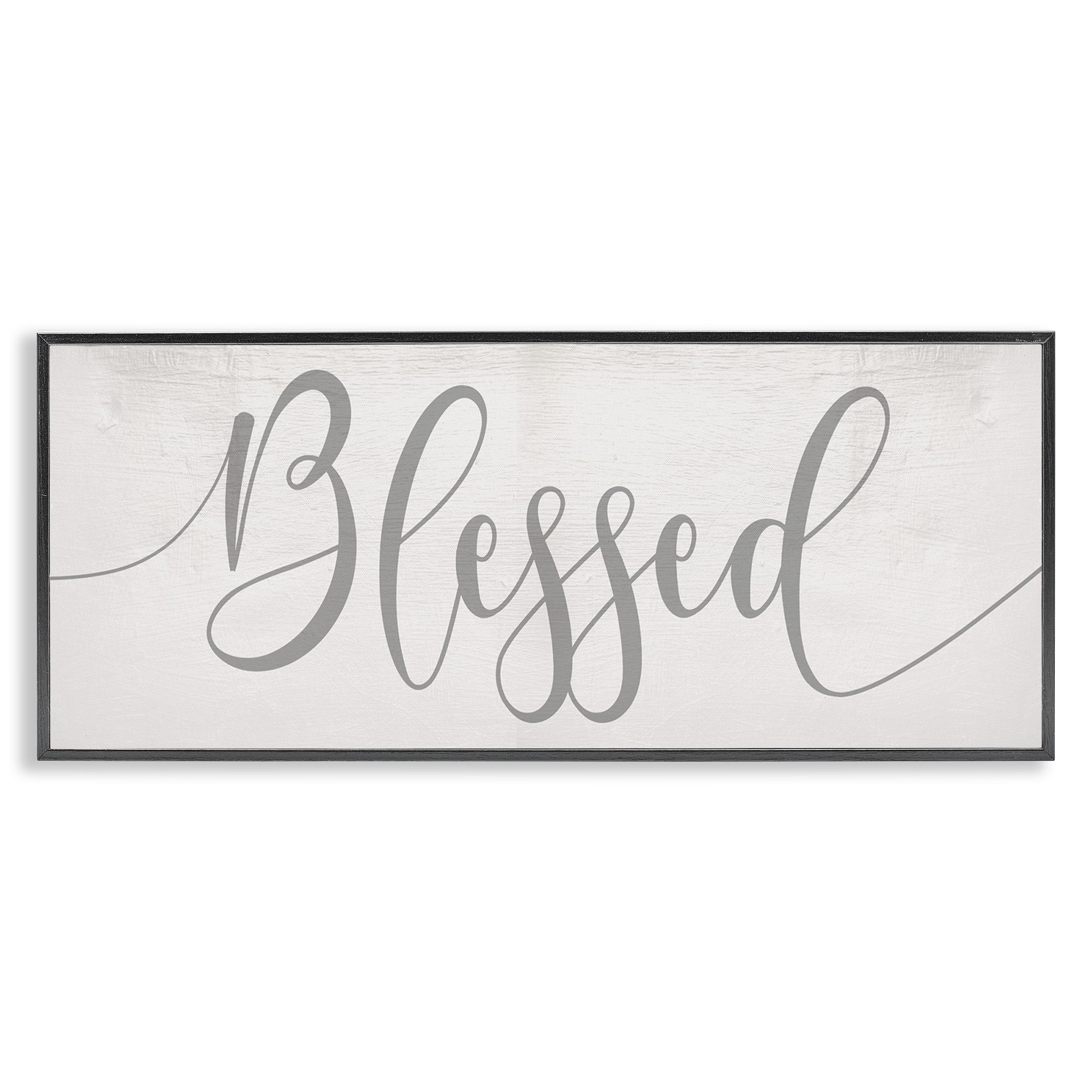Stupell Industries Soft Grey Blessed Typography Religious Painting Black Framed Art Print Wall Art, 30 x 13