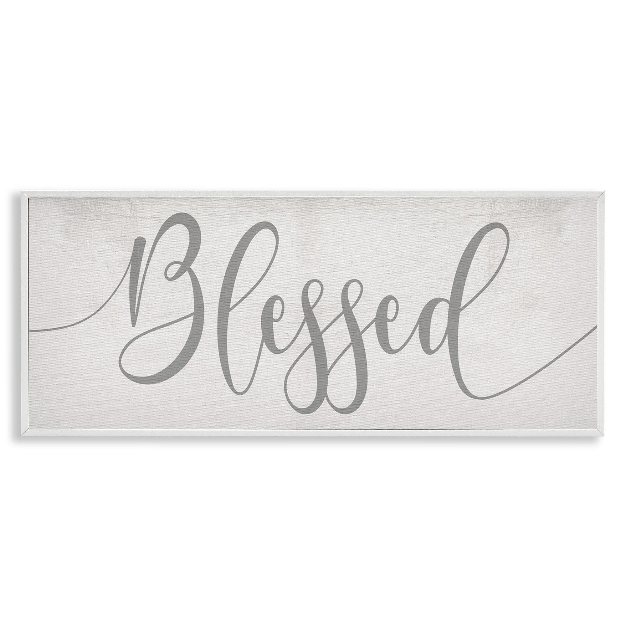 Stupell Industries Soft Grey Blessed Typography Religious Painting White Framed Art Print Wall Art, 30 x 13