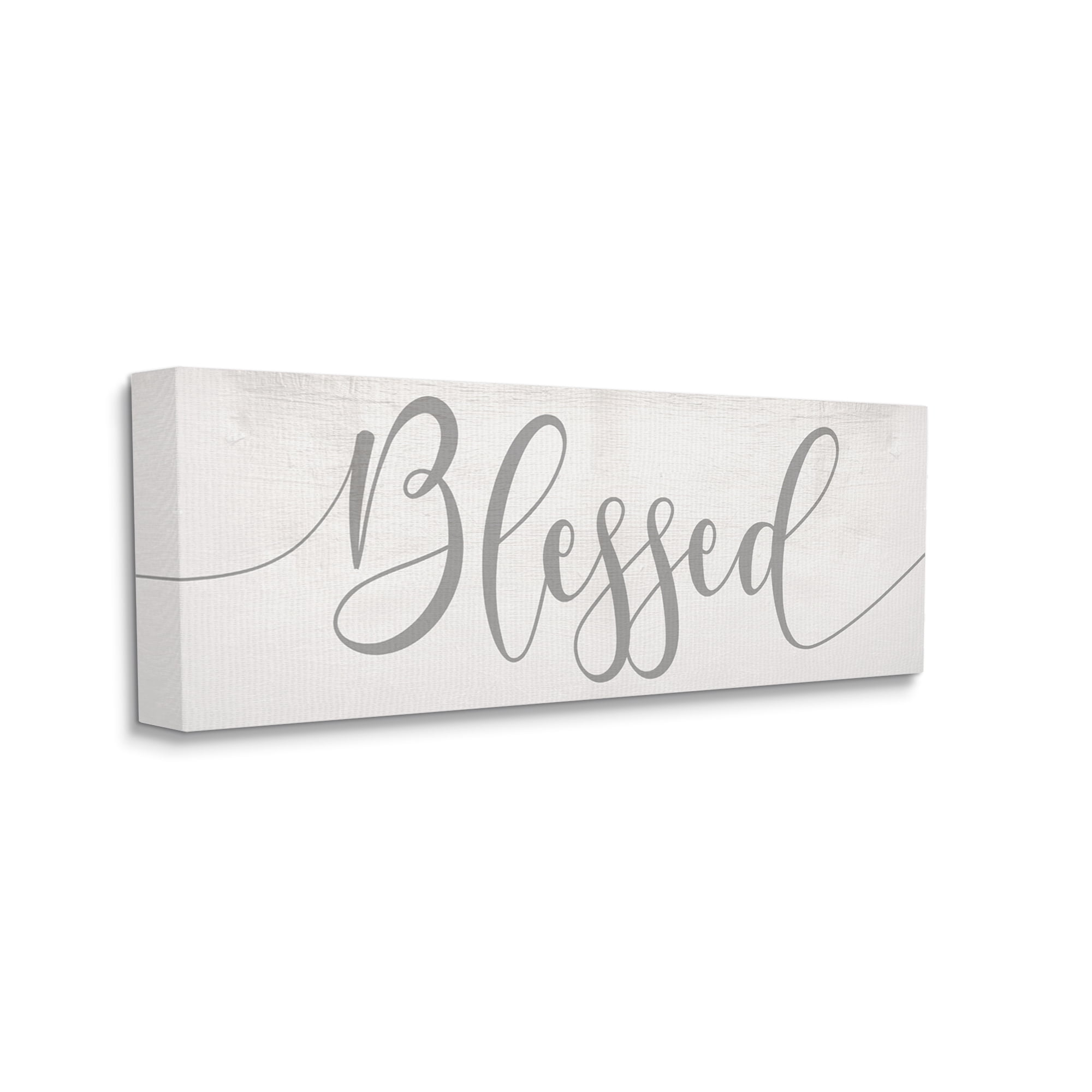Stupell Industries Soft Grey Blessed Typography over Neutral Off-White Typography Painting Gallery Wrapped Canvas Art Print Wall Art, 10 x 24