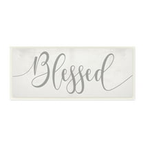 Stupell Industries Soft Grey Blessed Typography over Neutral Off-White Typography Painting Unframed Art Print Wall Art, 7 x 17