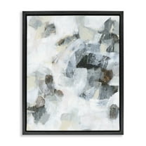 Stupell Industries Soft Grey Composition Abstract Painting Black Floater Framed Canvas Art Print Wall Art, 17 x 21