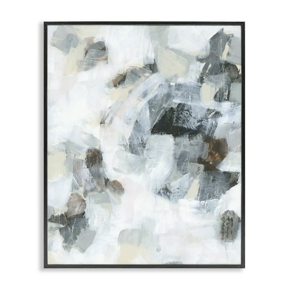 Stupell Industries Soft Grey Composition Abstract Painting Black Framed Art Print Wall Art, 11 x 14