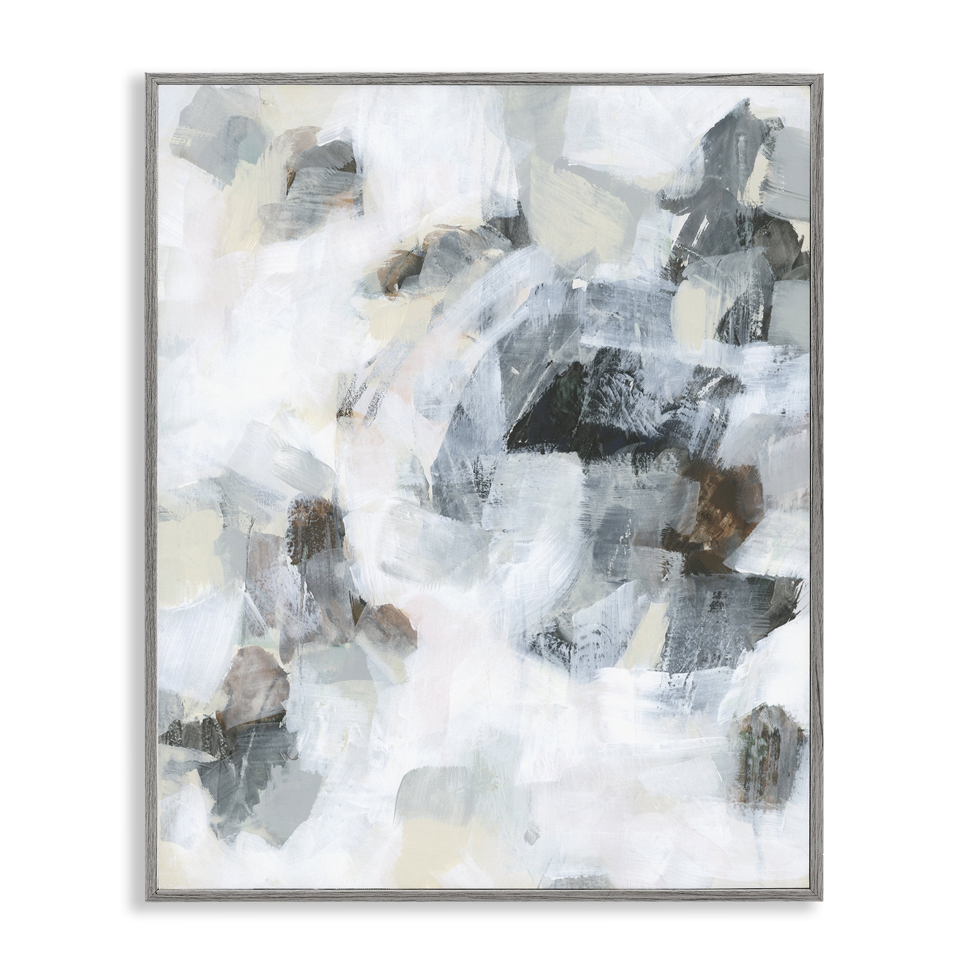 Stupell Industries Soft Grey Composition Abstract Painting Gray Framed Art Print Wall Art, 24 x 30