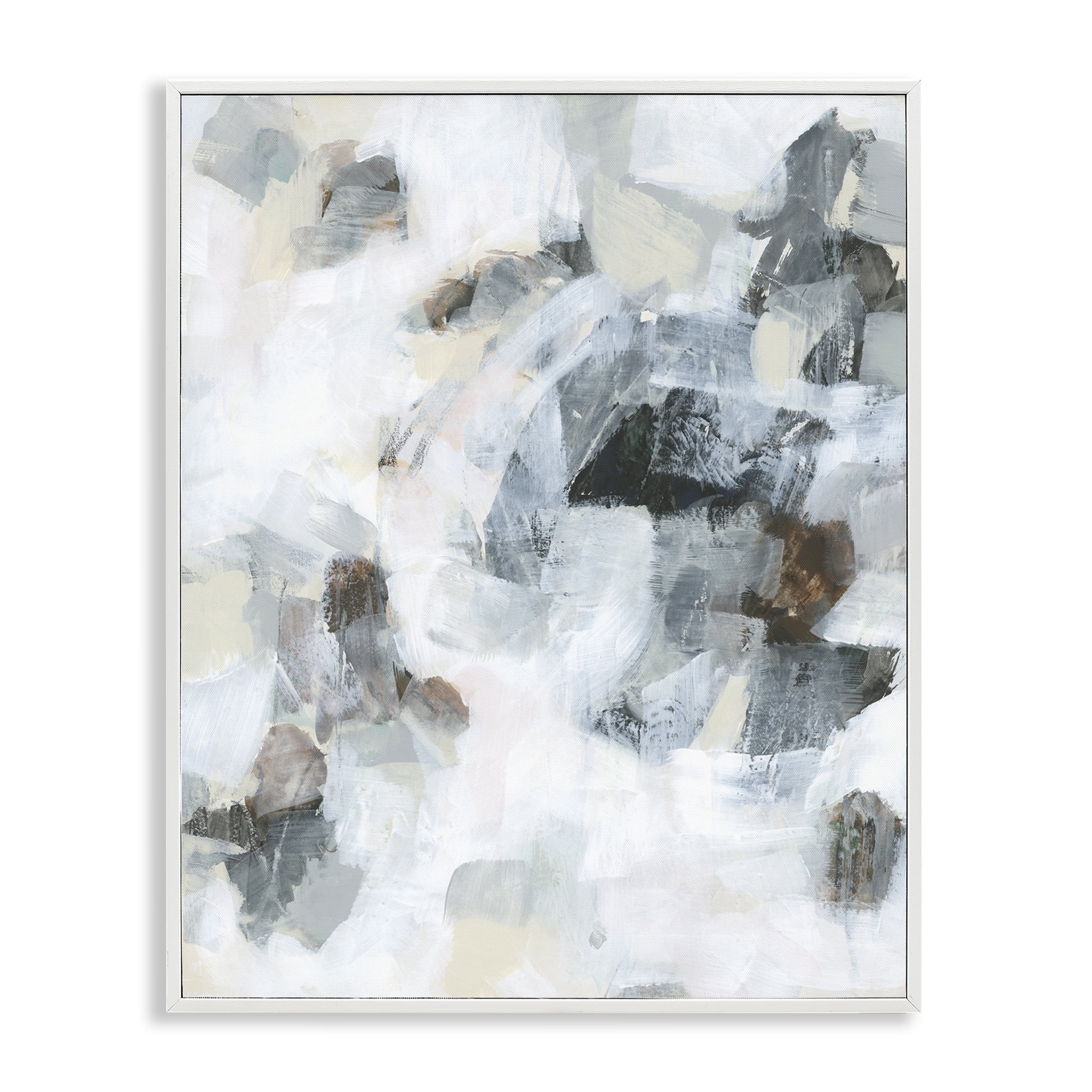 Stupell Industries Soft Grey Composition Abstract Painting White Framed Art Print Wall Art, 24 x 30