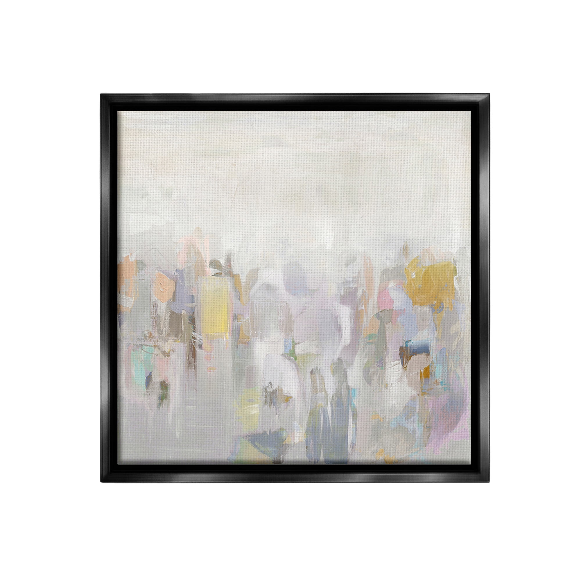 Stupell Industries Soft Grey Horizon Abstract Painting Black Floater Framed Canvas Art Print Wall Art, 25 x 25